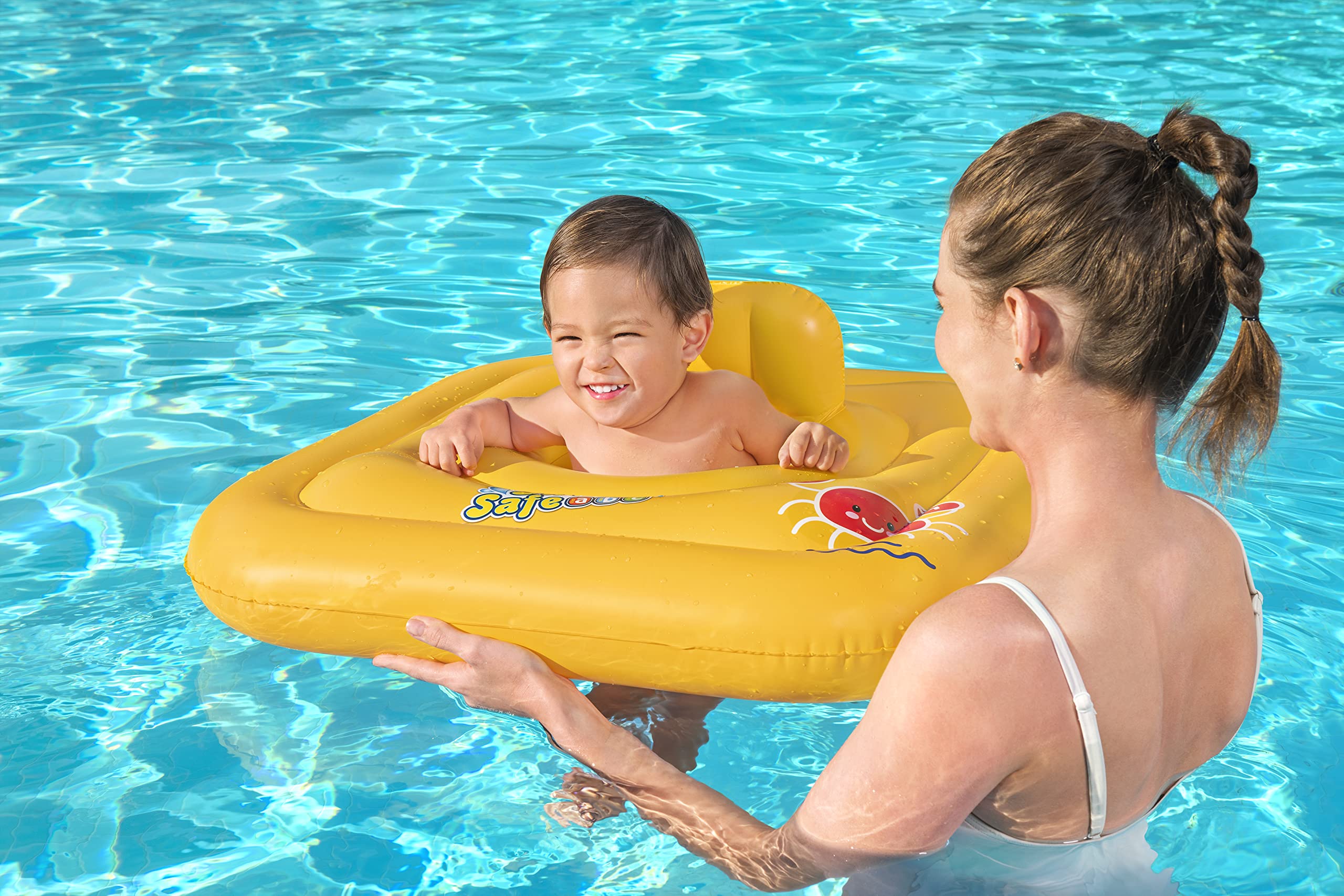 Bestway Swim Safe ABC WonderSplash Square 3-Ring Baby Boat Float - Ages 1-2, Max 15KG, Yellow 2