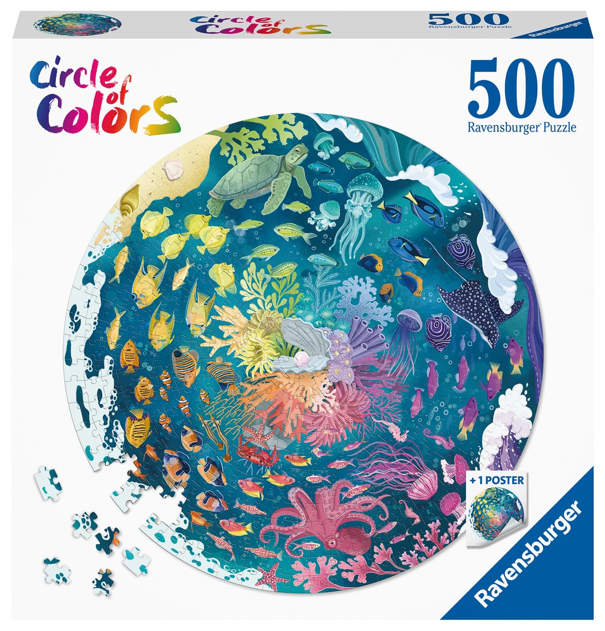 Ravensburger Circle of Colours Oceans Circular 500 Piece Jigsaw Puzzle | 52 cm Diameter | Ages 10+ 2