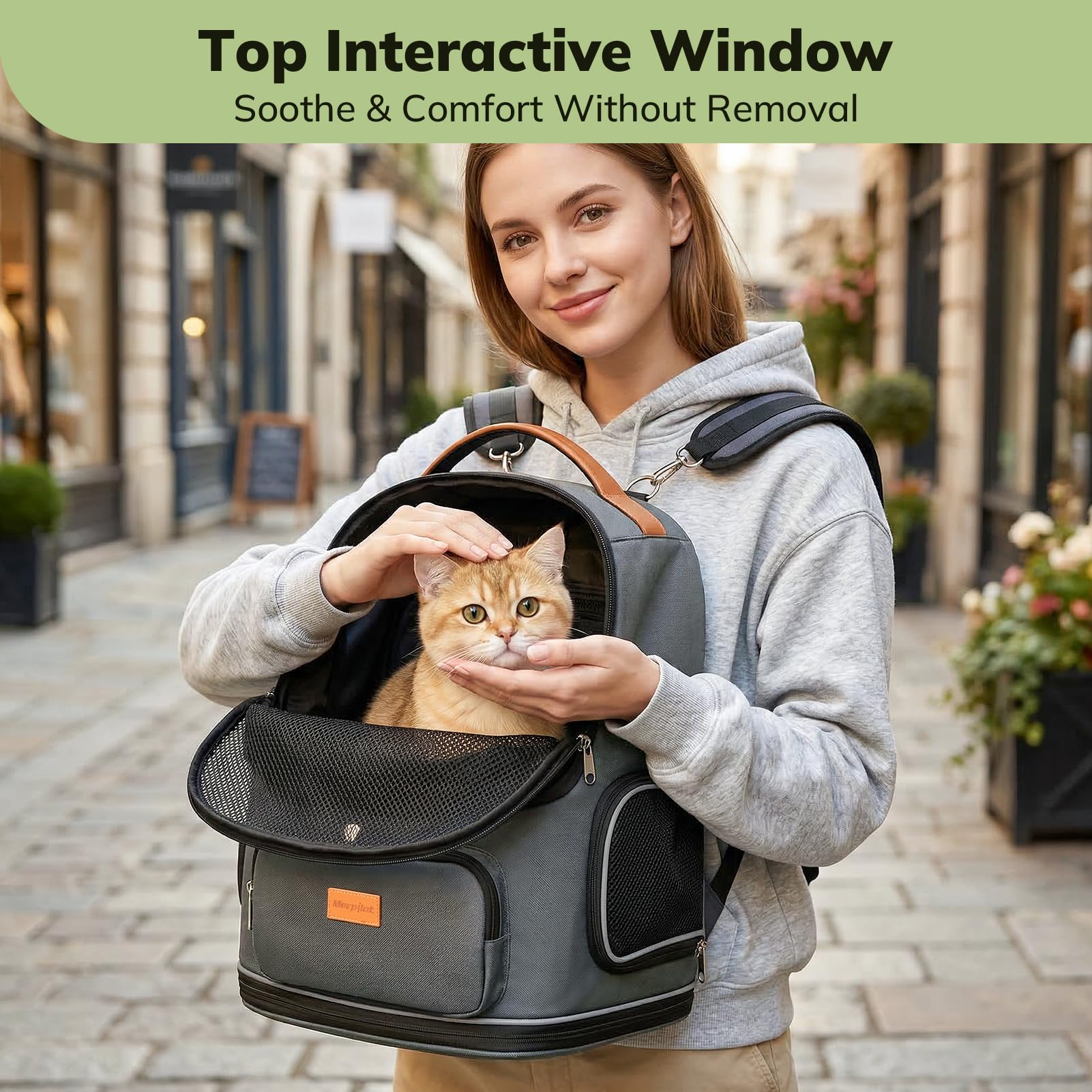 Morpilot Interactive Dual-Use Pet Backpack Carrier with Expandable Bed & Top Window | Supports up to 11.3kg 5