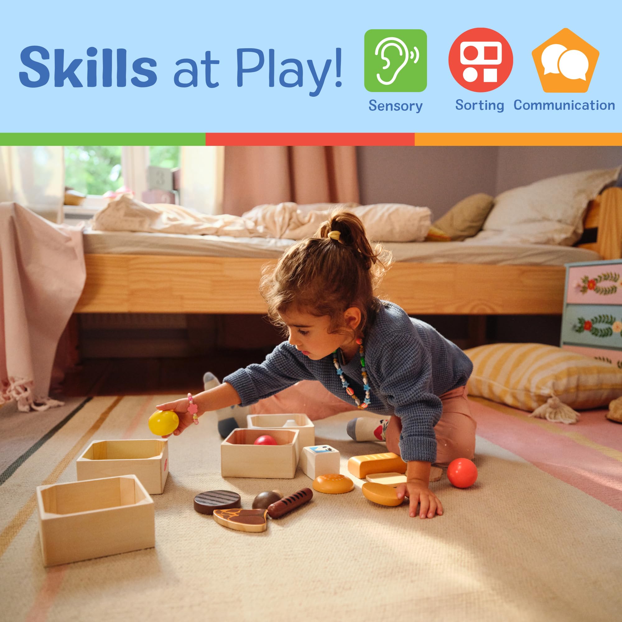 Melissa & Doug Wooden Food Groups Set - Role Play Kitchen Toy | Ages 3+ | Includes 4 Crates 4