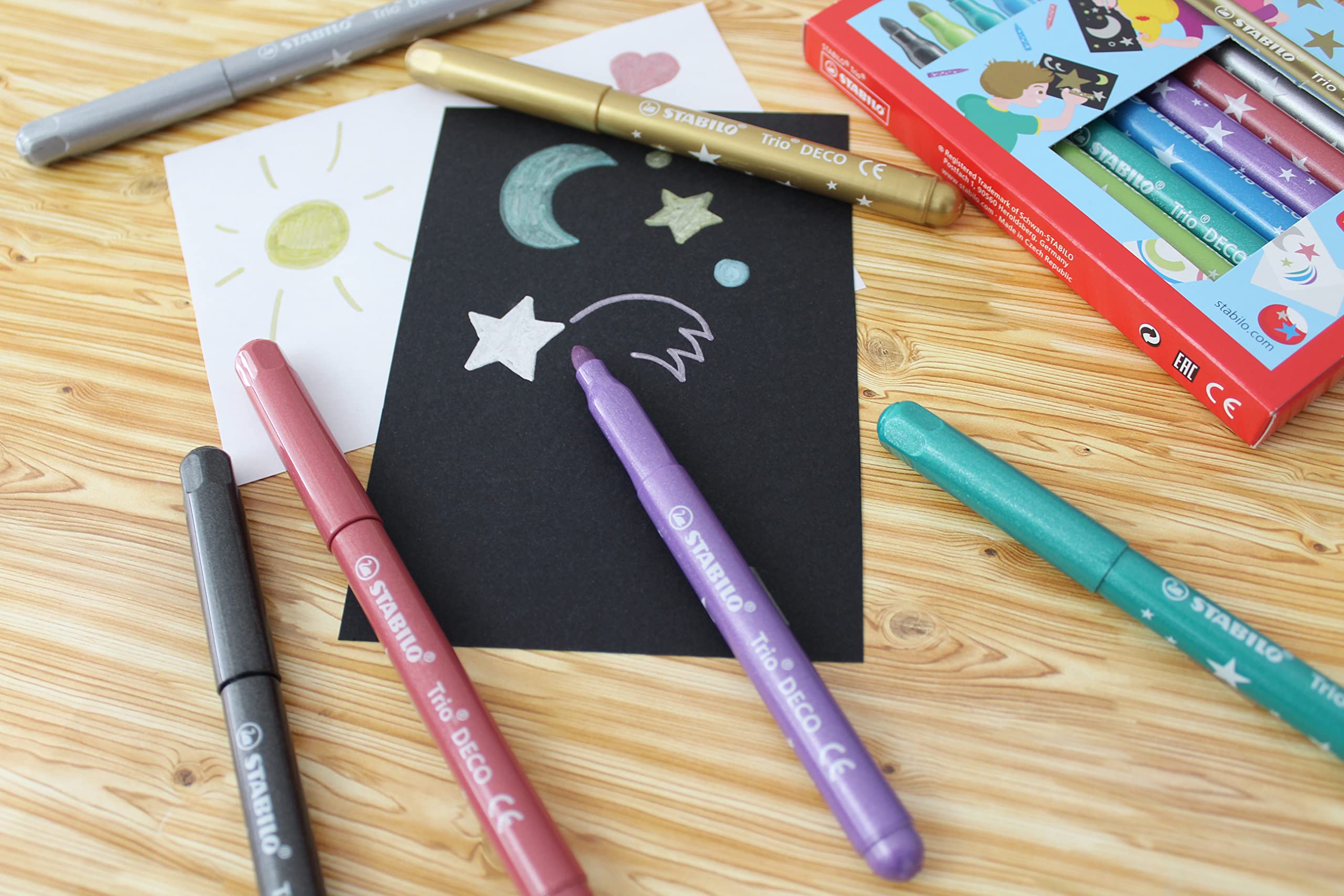 STABILO Trio Deco Metallic Felt-Tip Pens - 8 Assorted Colours | XL Tip (3mm) | Triangular Grip 4