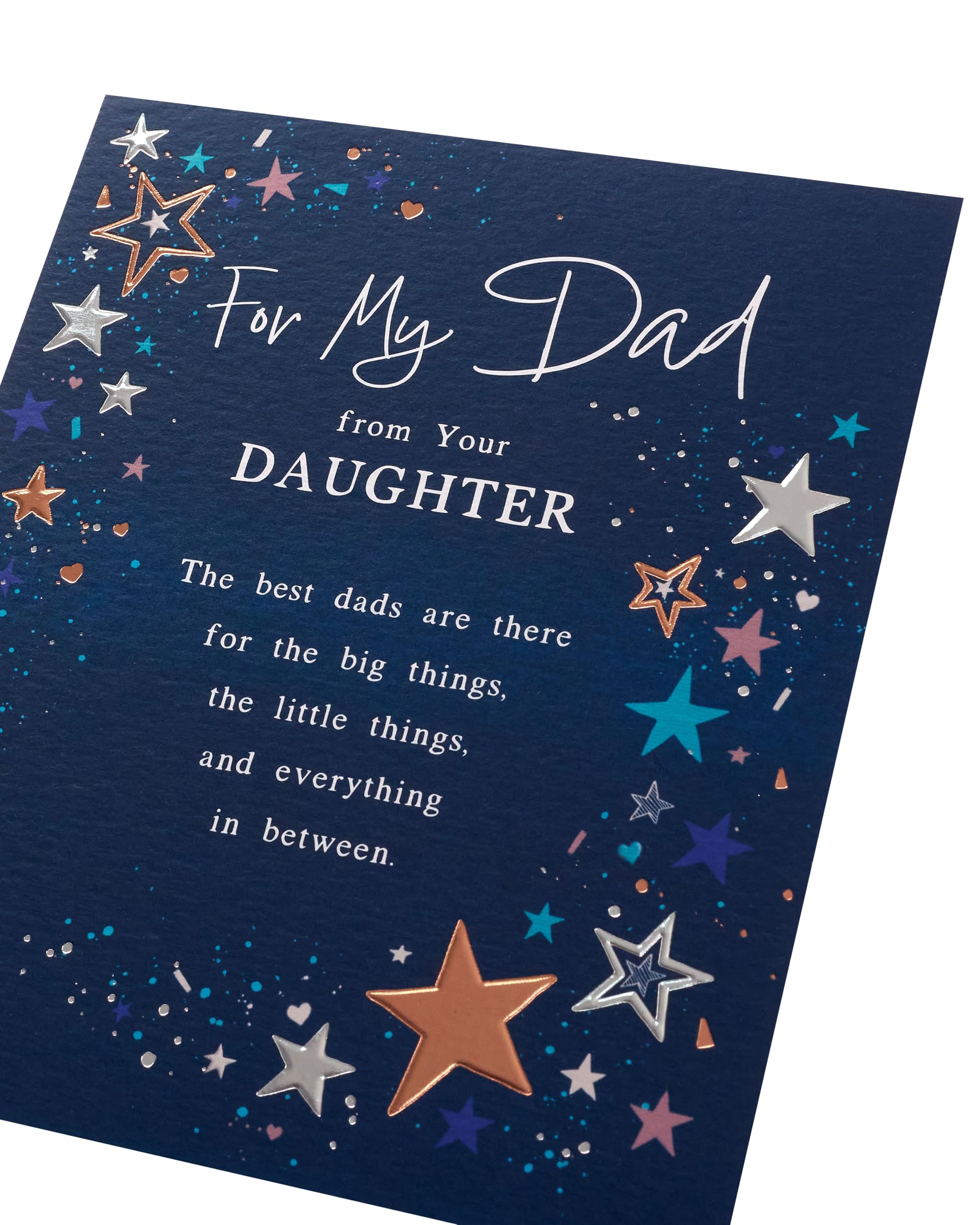 UK Greetings Dad from Daughter Birthday Card | Embossed Silver & Copper Foil | 165 x 190 mm 4