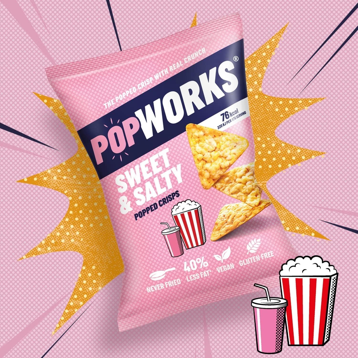 Popworks Sweet & Salty 85g (Case of 12) Vegan Gluten Free Popped Crisps 9