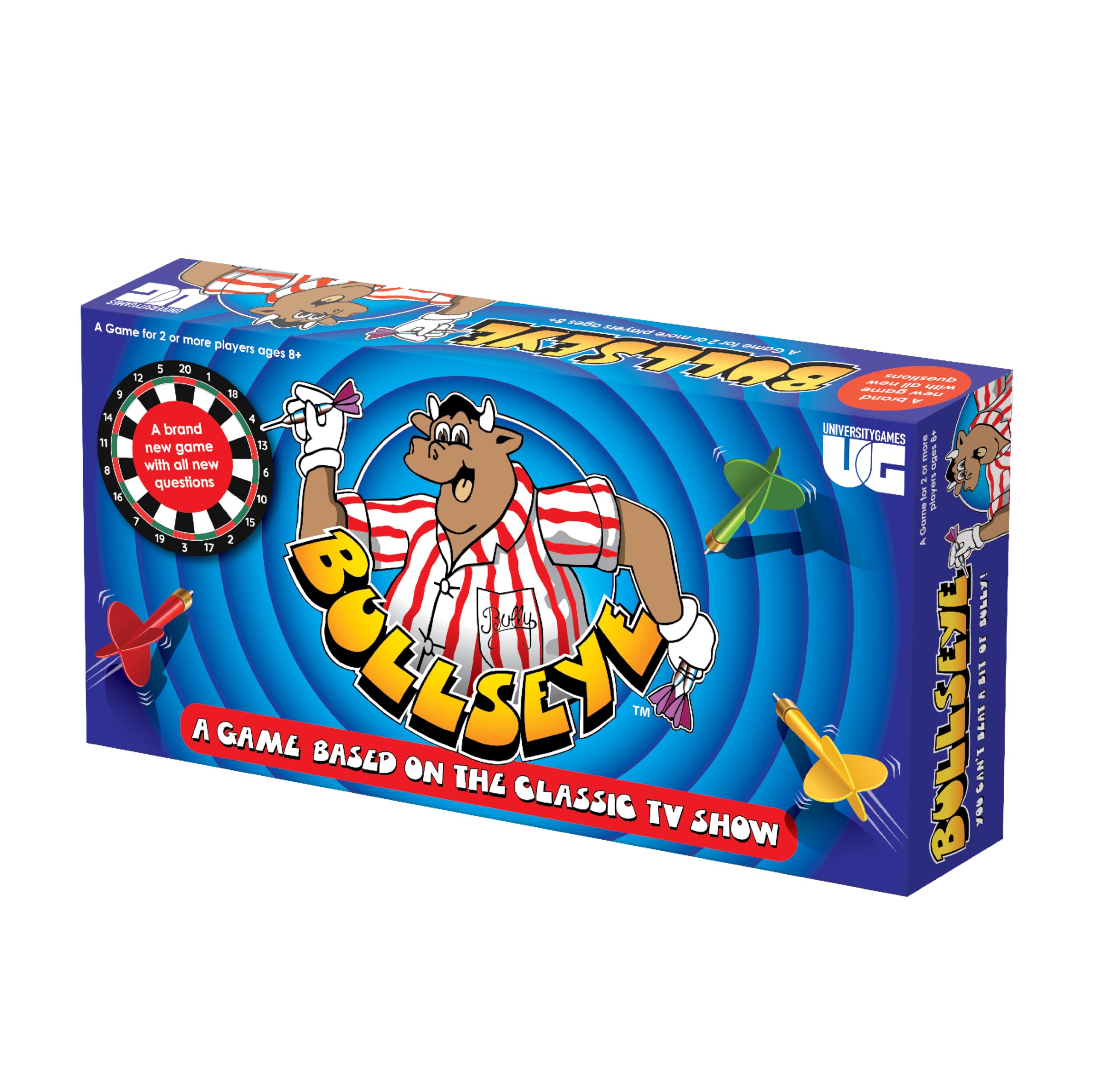 Bullseye Board Game, Classic TV Show Quiz with Magnetic Darts, Ages 14+, 2-
