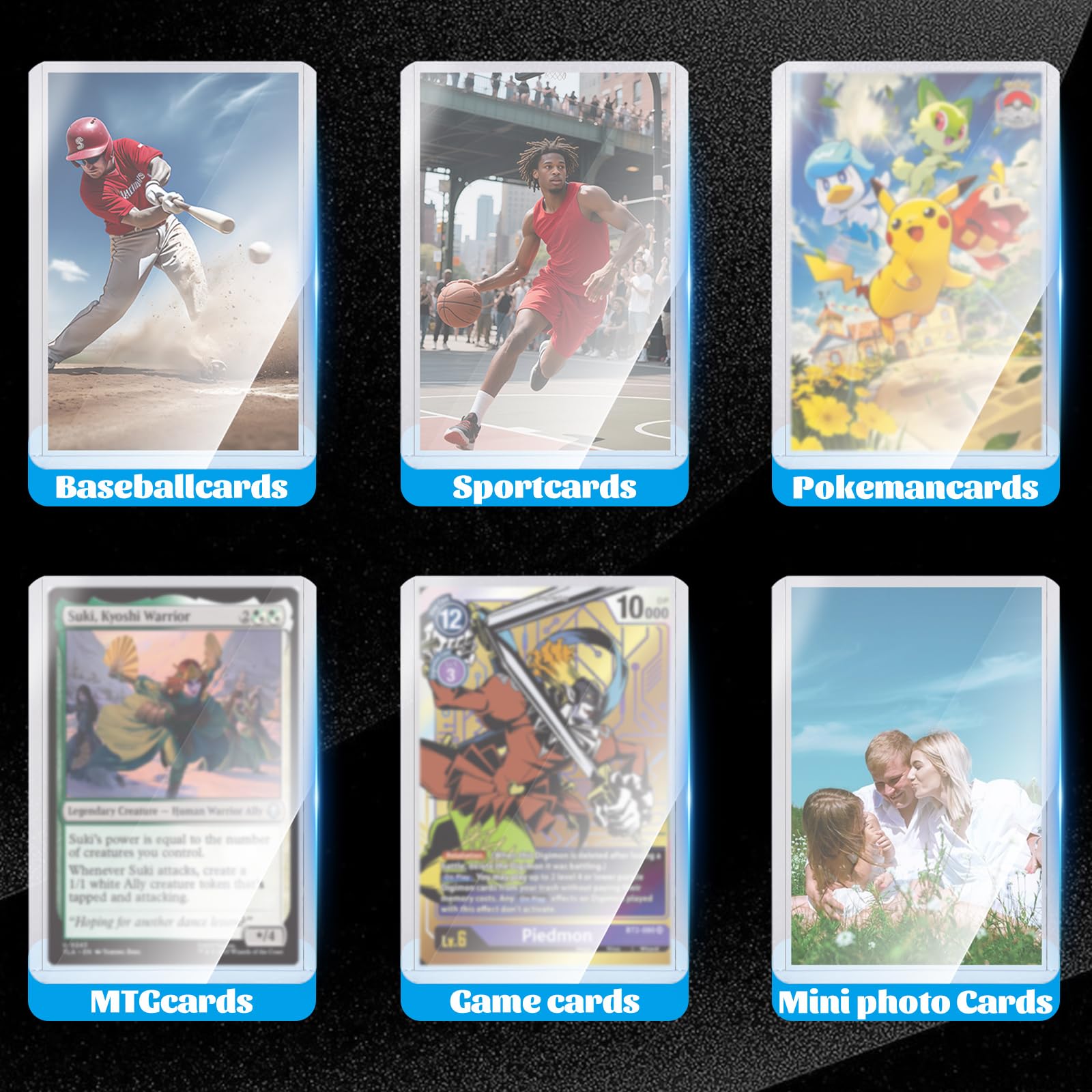 ASelected 100Pcs Clear Card Sleeves - 35PT Rigid Protection | 76x101mm Standard Size 7