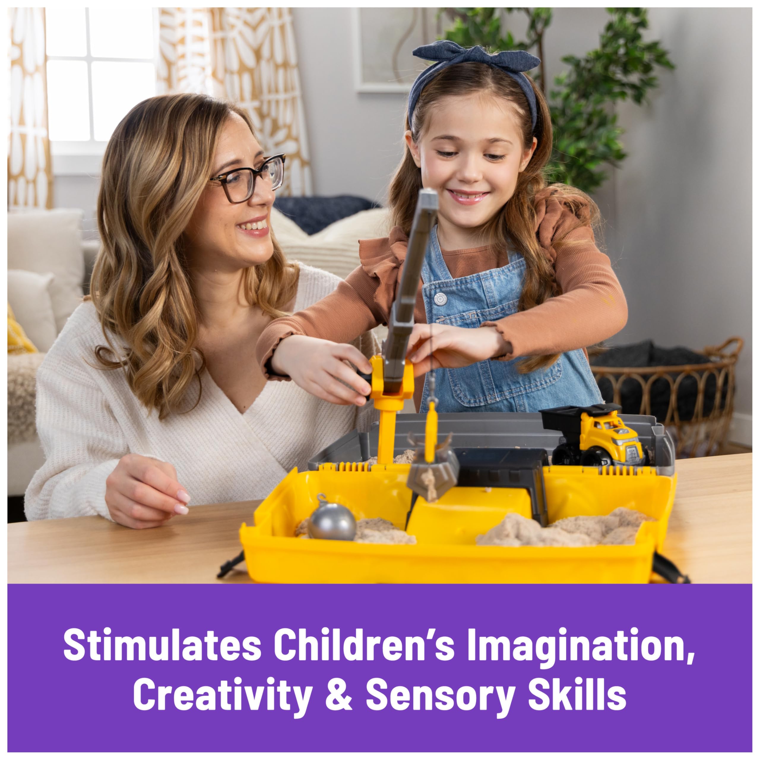 Kinetic Sand Construction Site Folding Sandbox Playset with Vehicle and 907g Sand | Ages 3+ 6