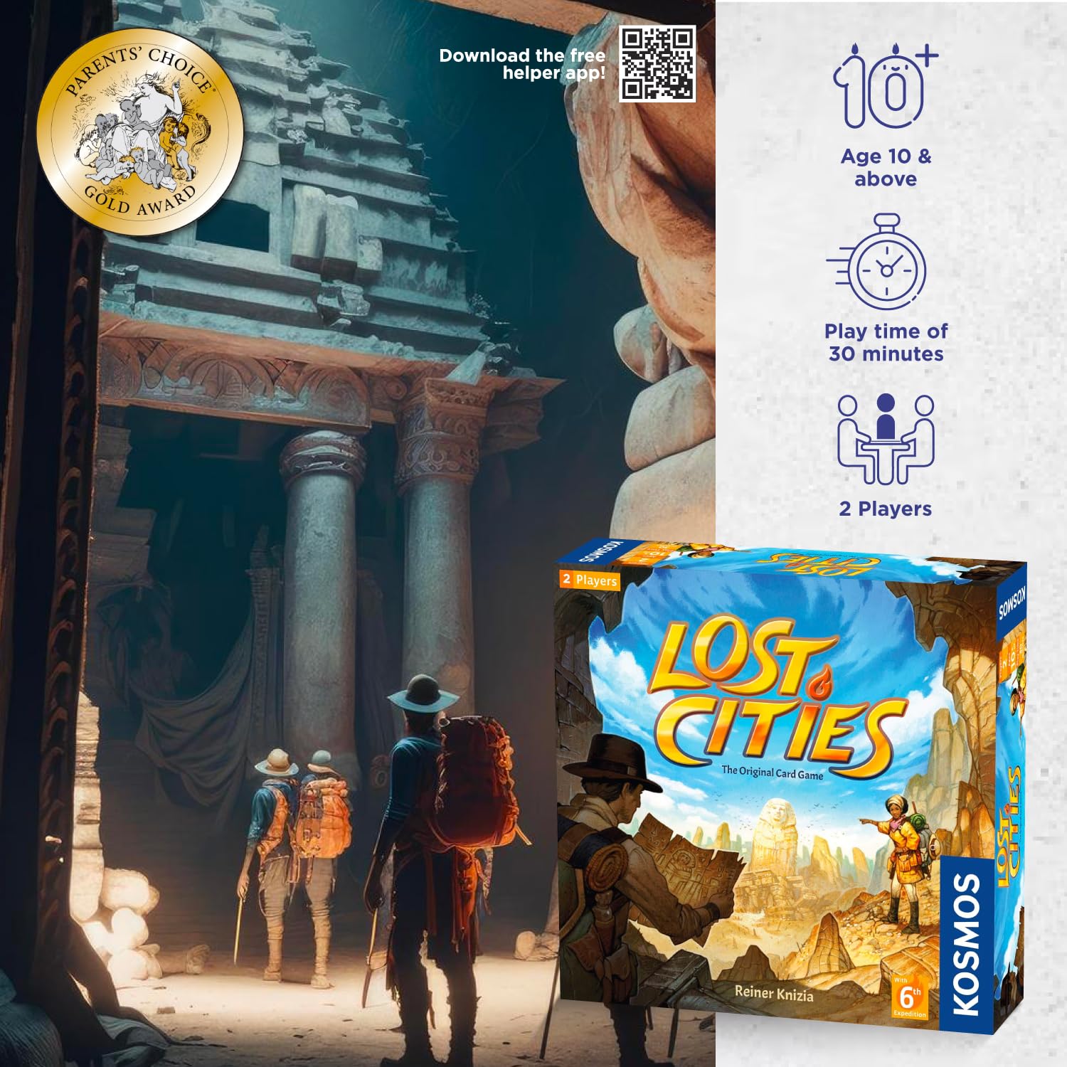 Thames & Kosmos Lost Cities: The Original Card Game with 6th Expedition | 2 Players | Ages 10+
