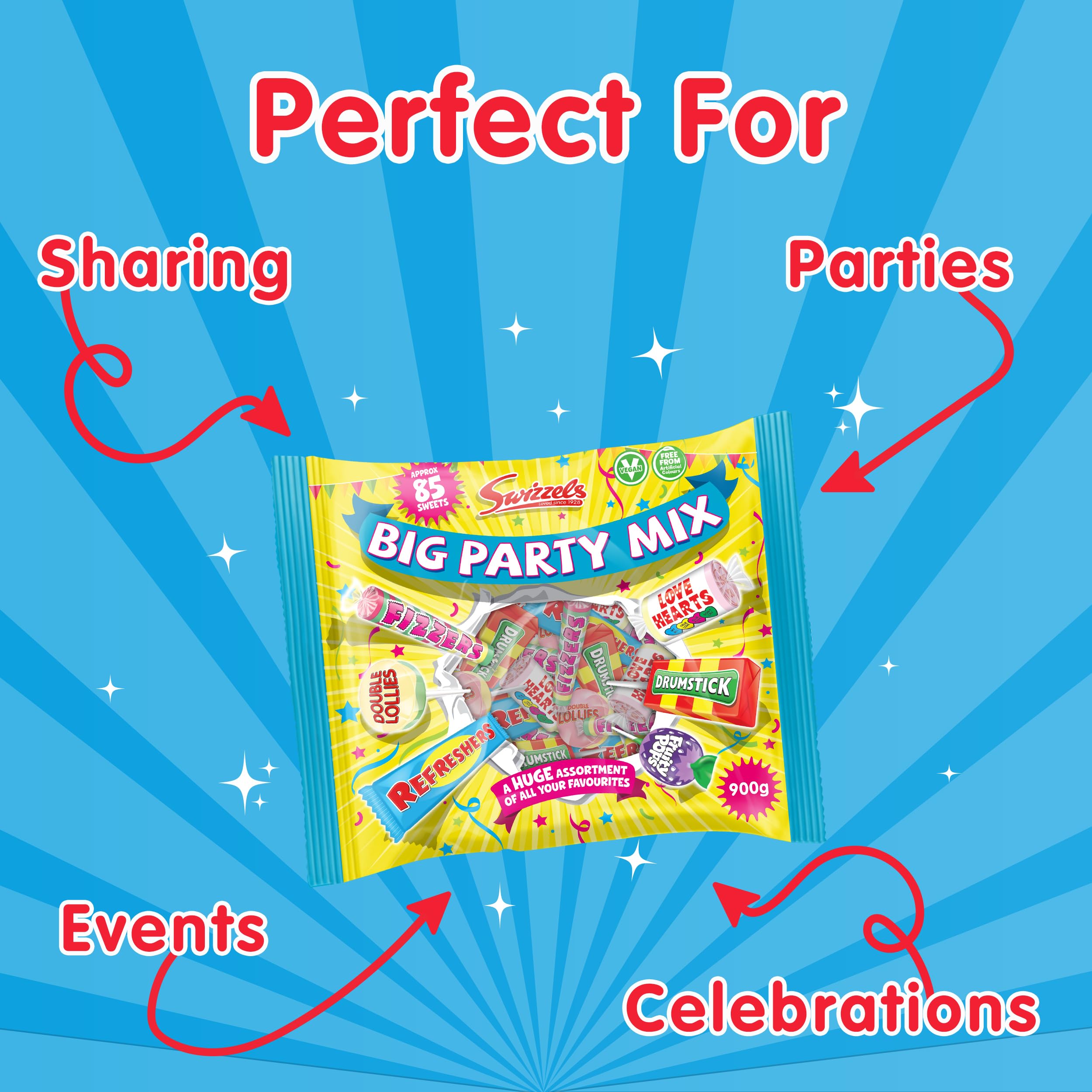 Swizzels Big Party Sweets Mix Bag - 900g Assortment | Vegan Friendly | 85 Sweets 4
