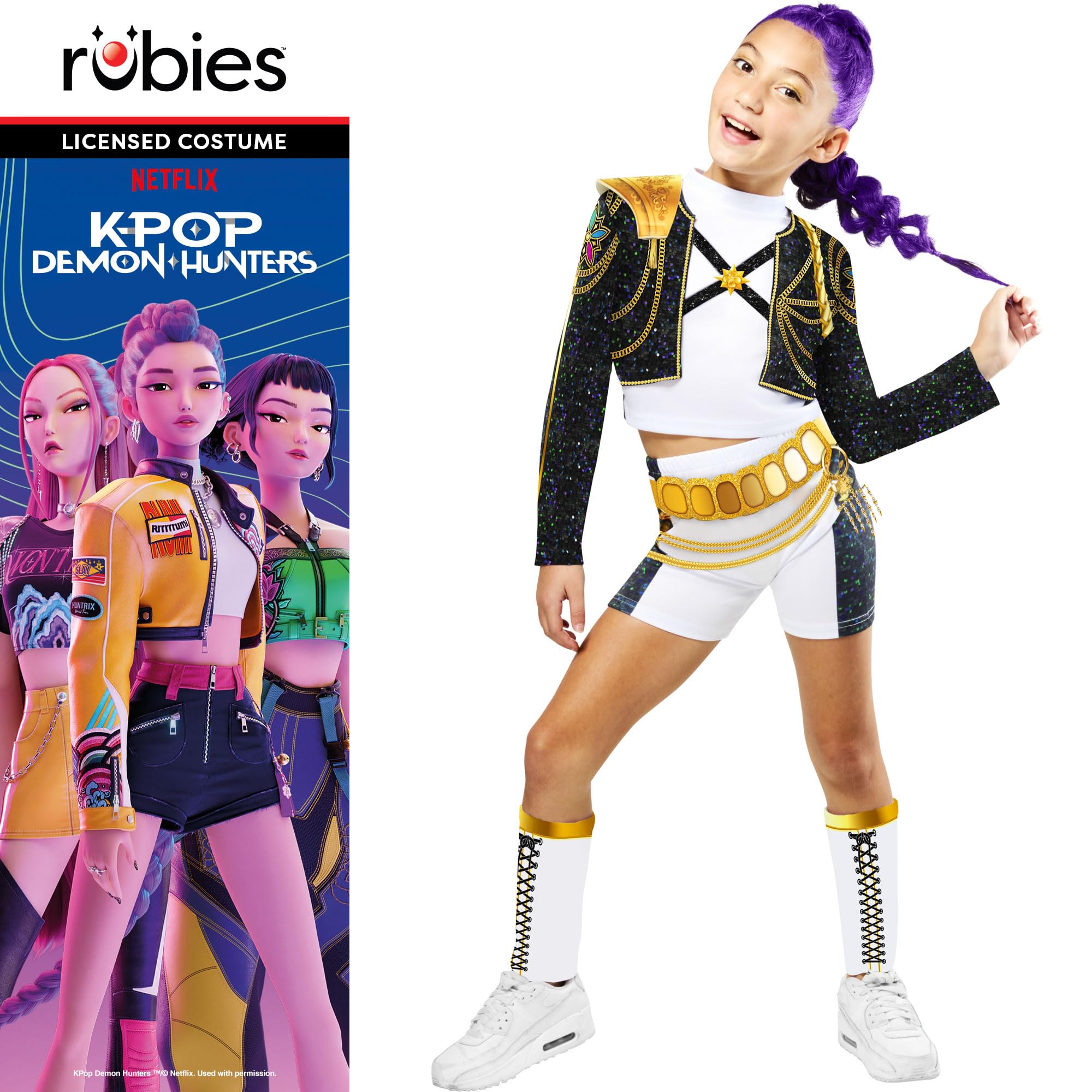 Rubies K-Pop Demon Hunters Rumi Golden Hybrid Child Costume - Size 7-8 Years | Polyester 5