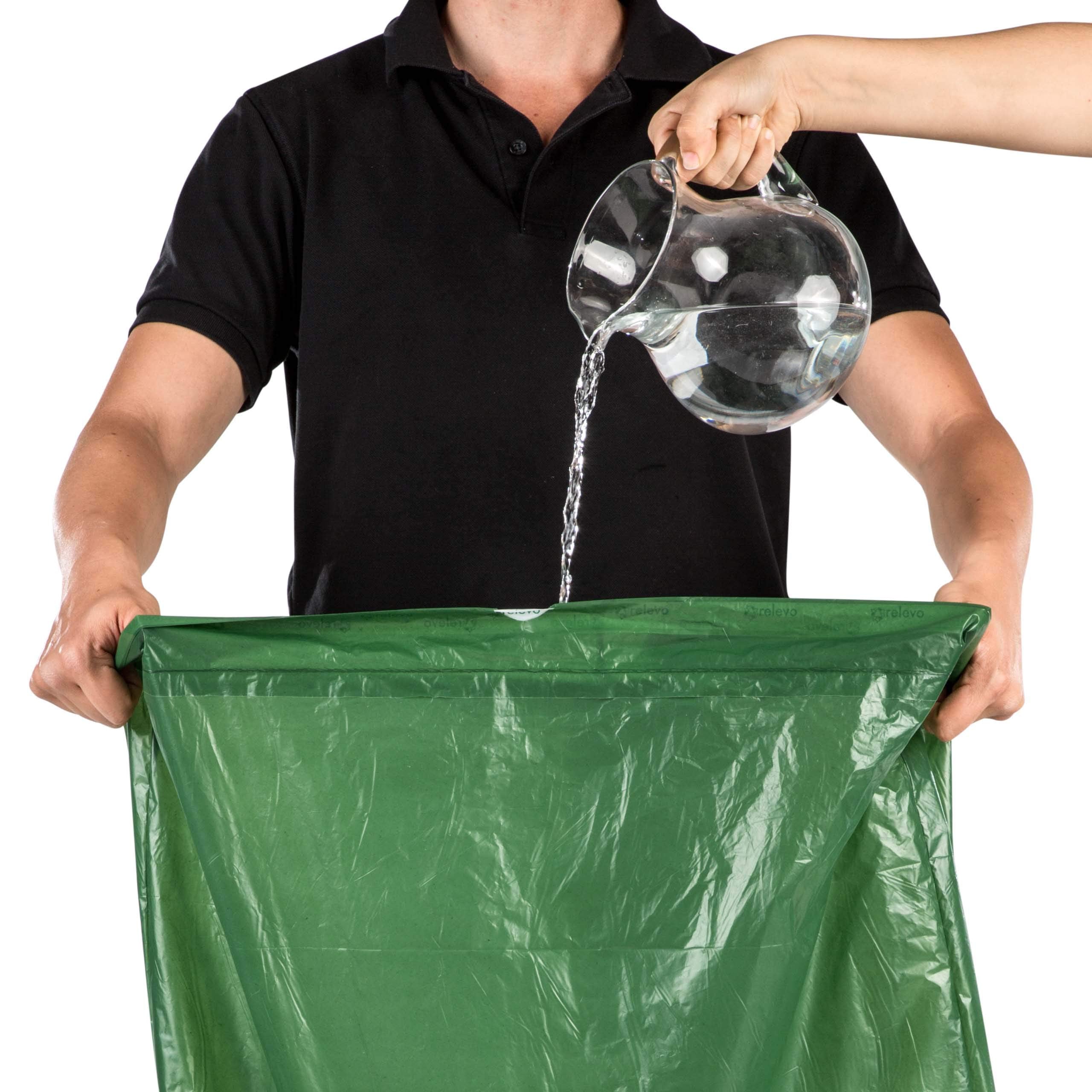 Relevo Green Drawstring Bin Bags - 30L (55 cm W x 60 cm H), 15 Bags | Extra Strong Recycled LDPE Liners 6