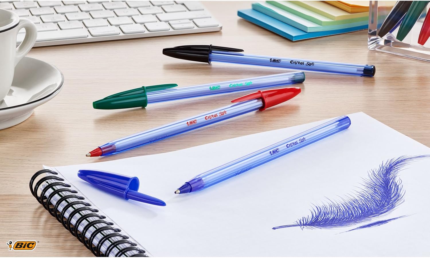 BIC 921263 Cristal Soft Ballpoint Pens Non-Retractable Black Box of 50 5