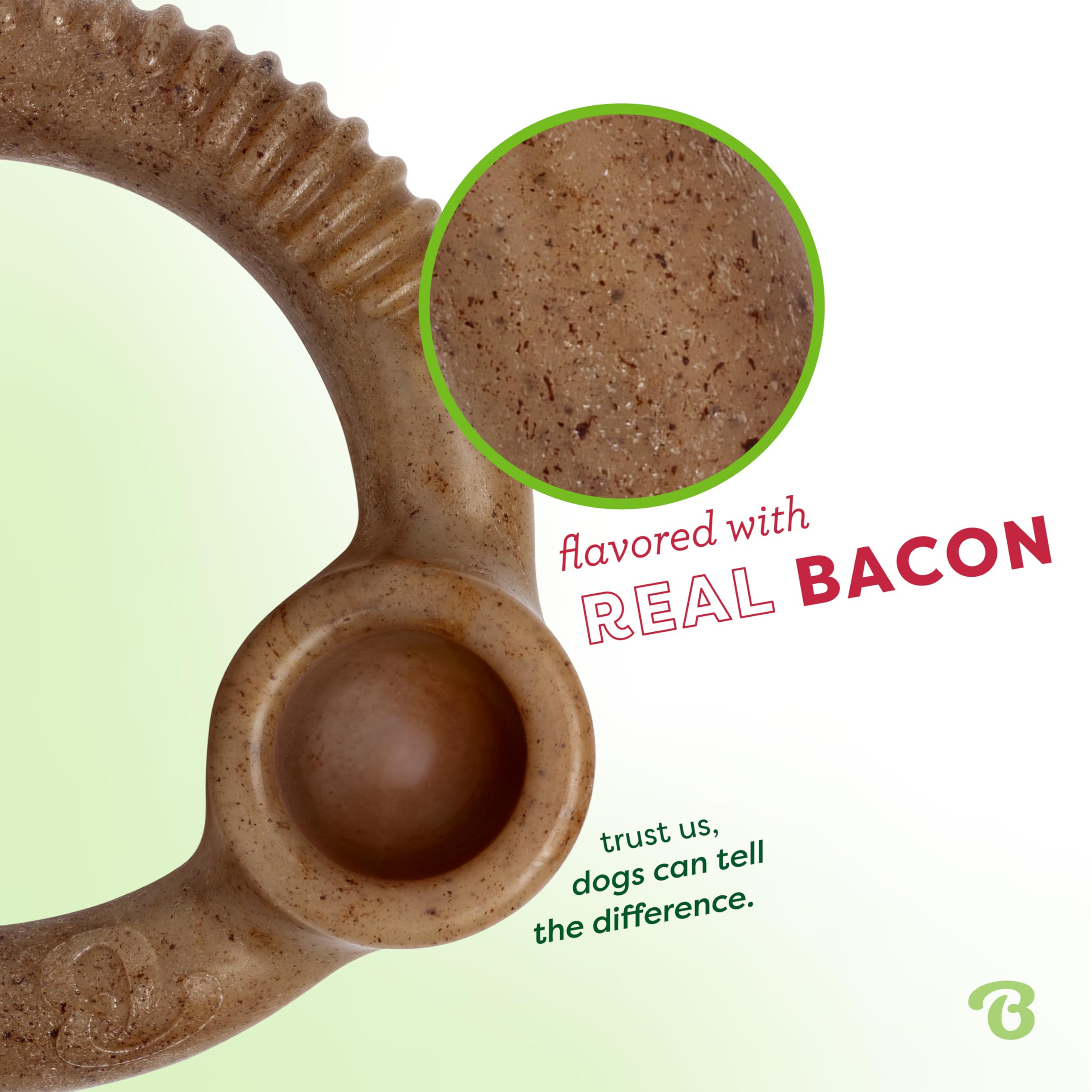 Benebone Ring Durable Dog Chew Toy - Real Bacon Flavor | Medium Size | Heavy Duty