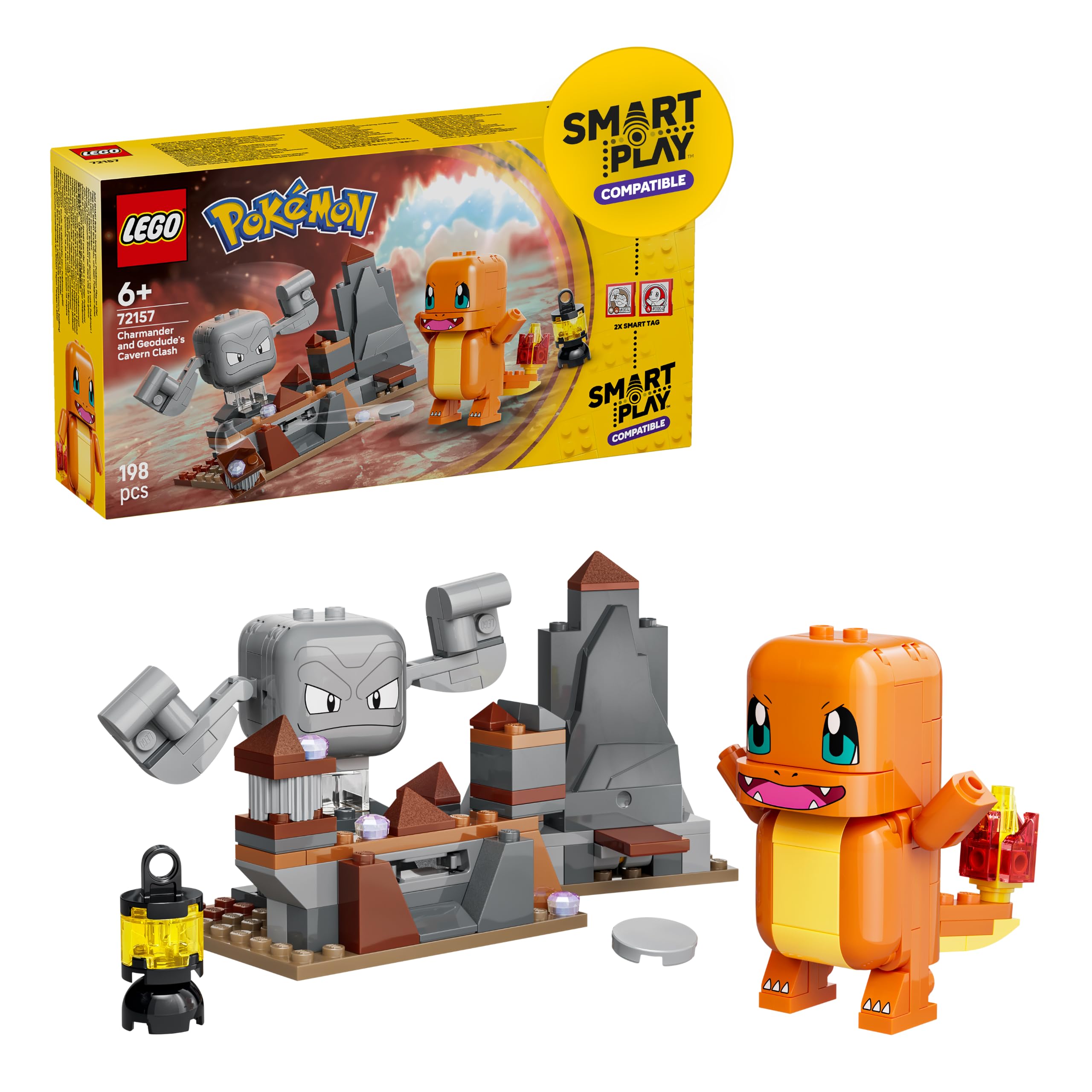 LEGO Pokémon SMART Play: Charmander and Geodude’s Cavern Clash Building Set | Ages 6+