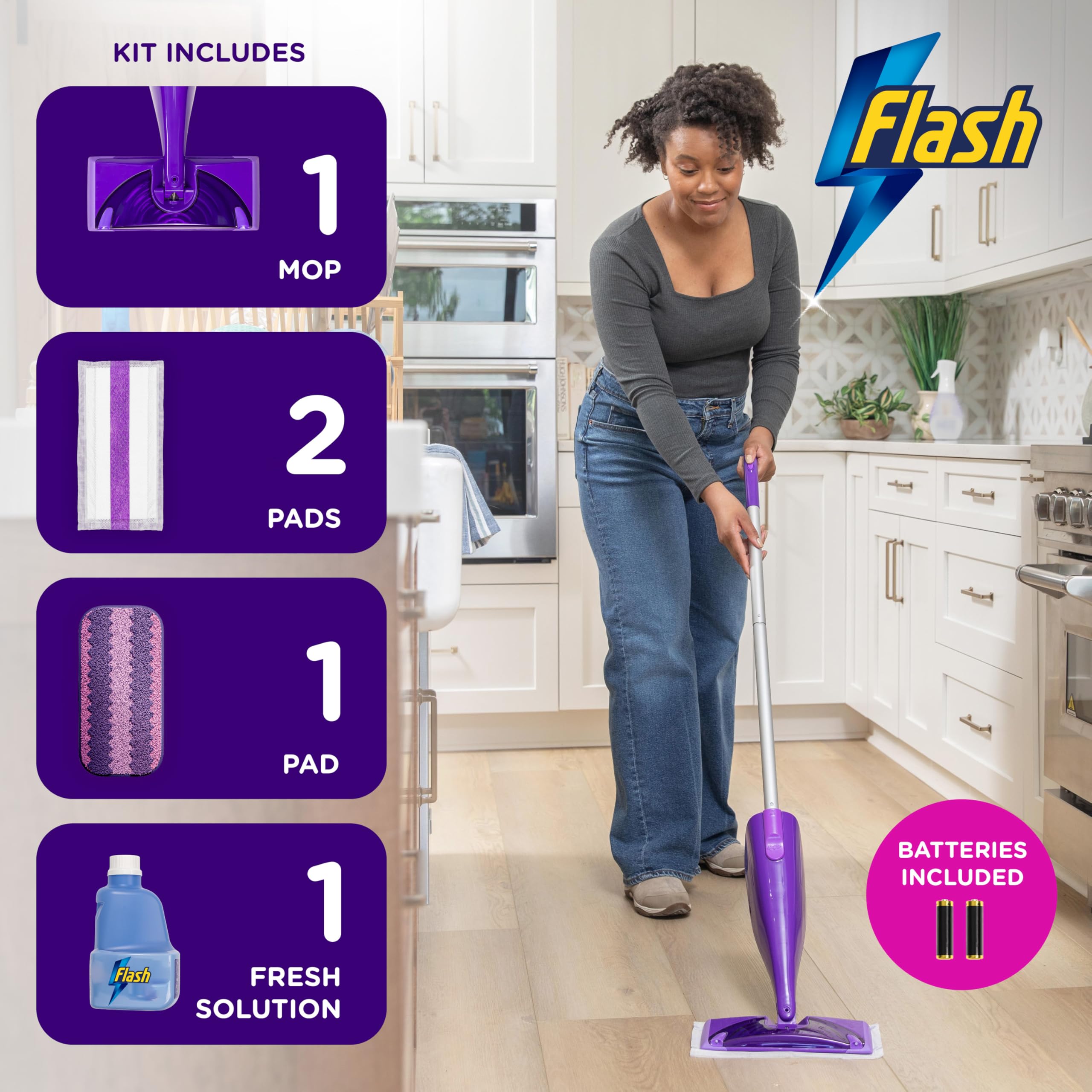 FLASH Power Spray Mop Floor Cleaner Starter Kit | Includes 1 Washable Pad & 2 Disposable Pads 3