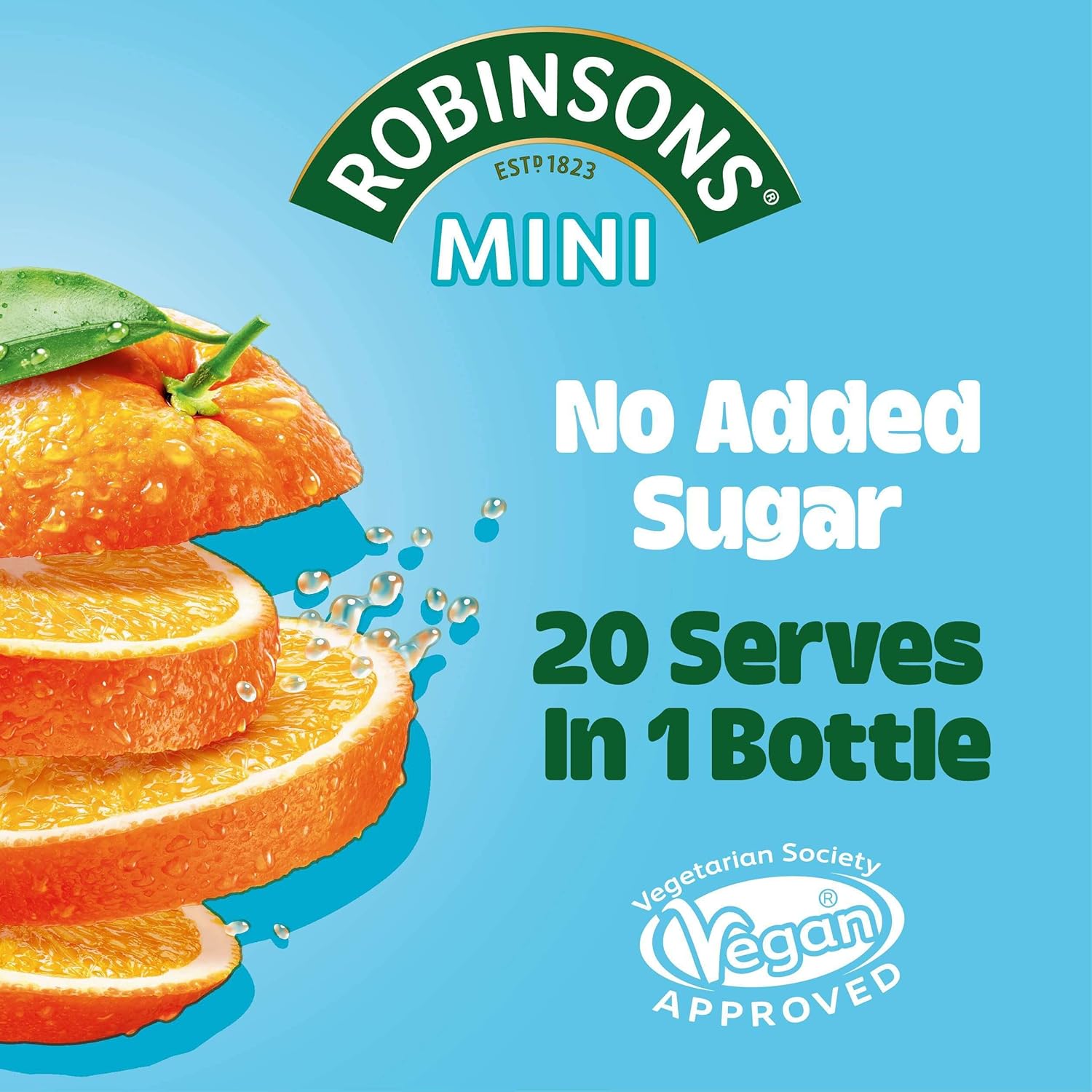Robinsons Mini-Orangengeschmackskonzentrat ohne Zuckerzusatz, kalorienarm, 6er-Pack (je 66 ml) 6
