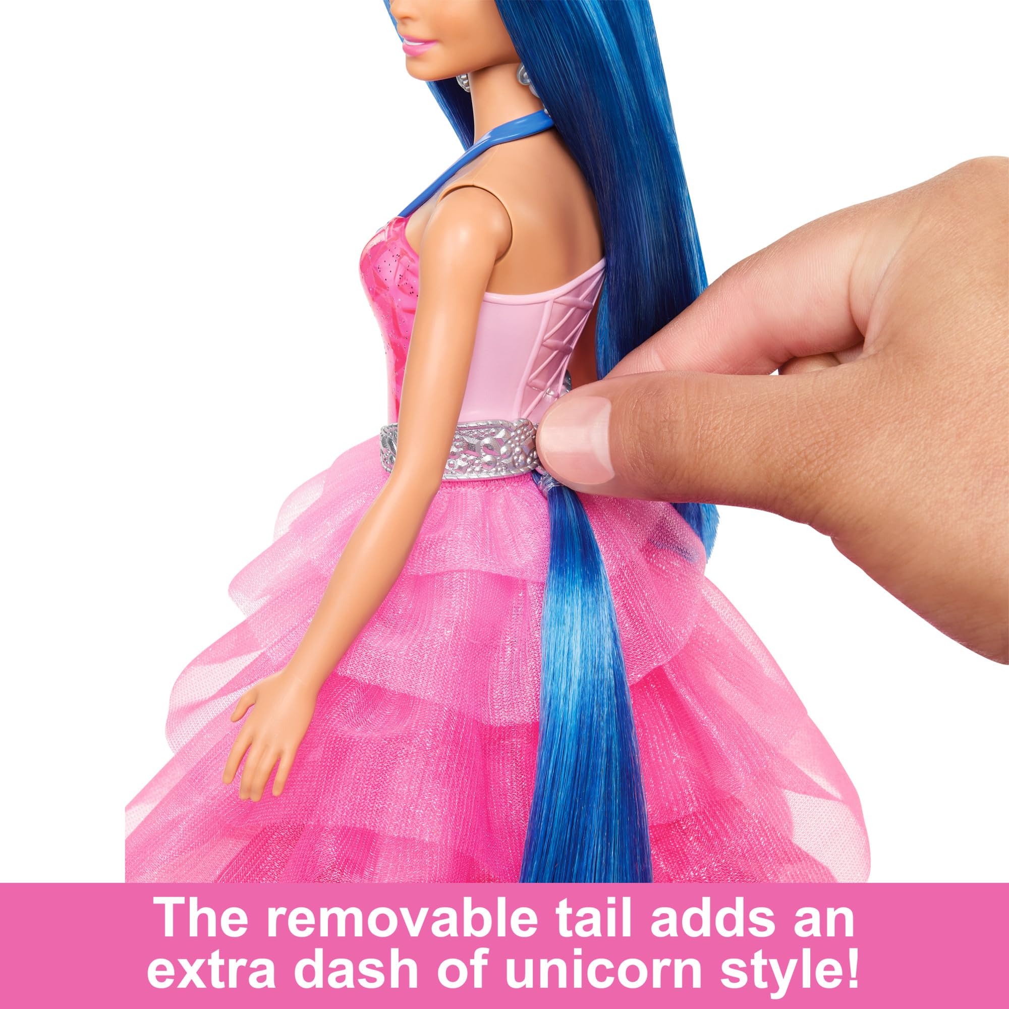 Barbie Unicorn Doll HRR16 - 65th Anniversary Alicorn with Blue Hair & Pink Gown | Ages 3+ 5