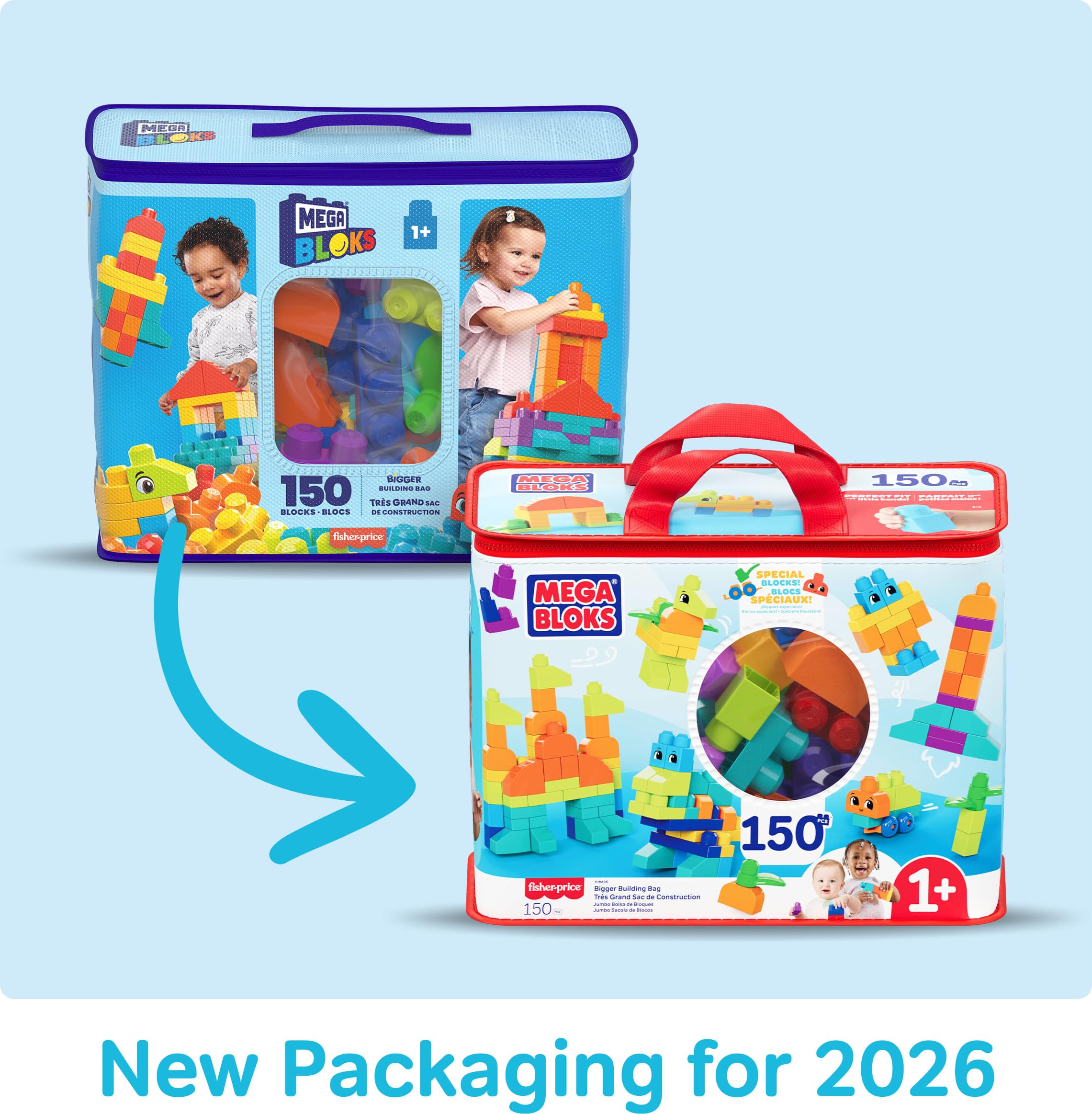 Mega Bloks Bigger Building Bag Building Set - 150 Pieces | Ages 1+ | Multicoloured 6