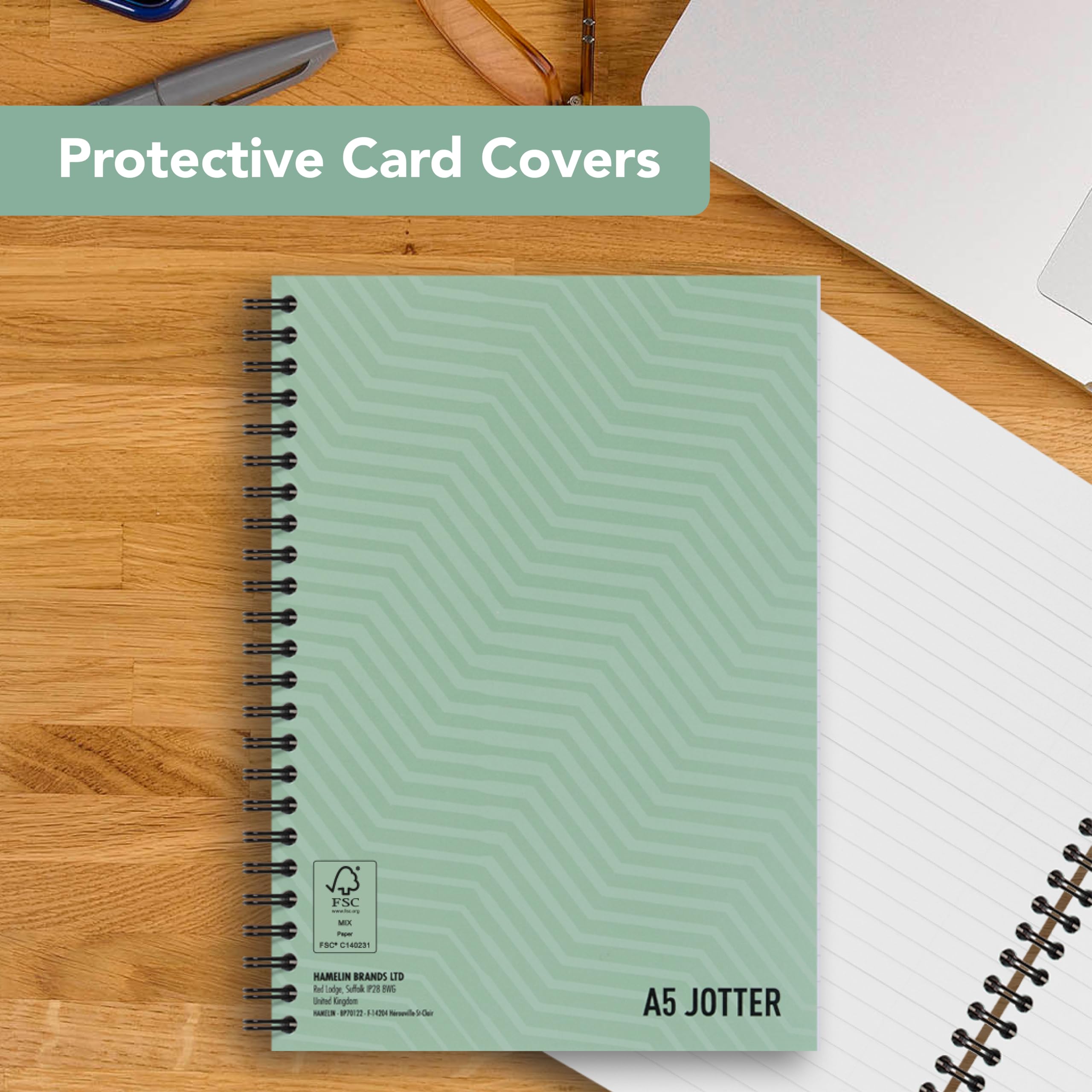 SUMMIT A5 Metallic Wirebound Notebook - 3 Pack, Ruled Pages, 70gsm Paper 3