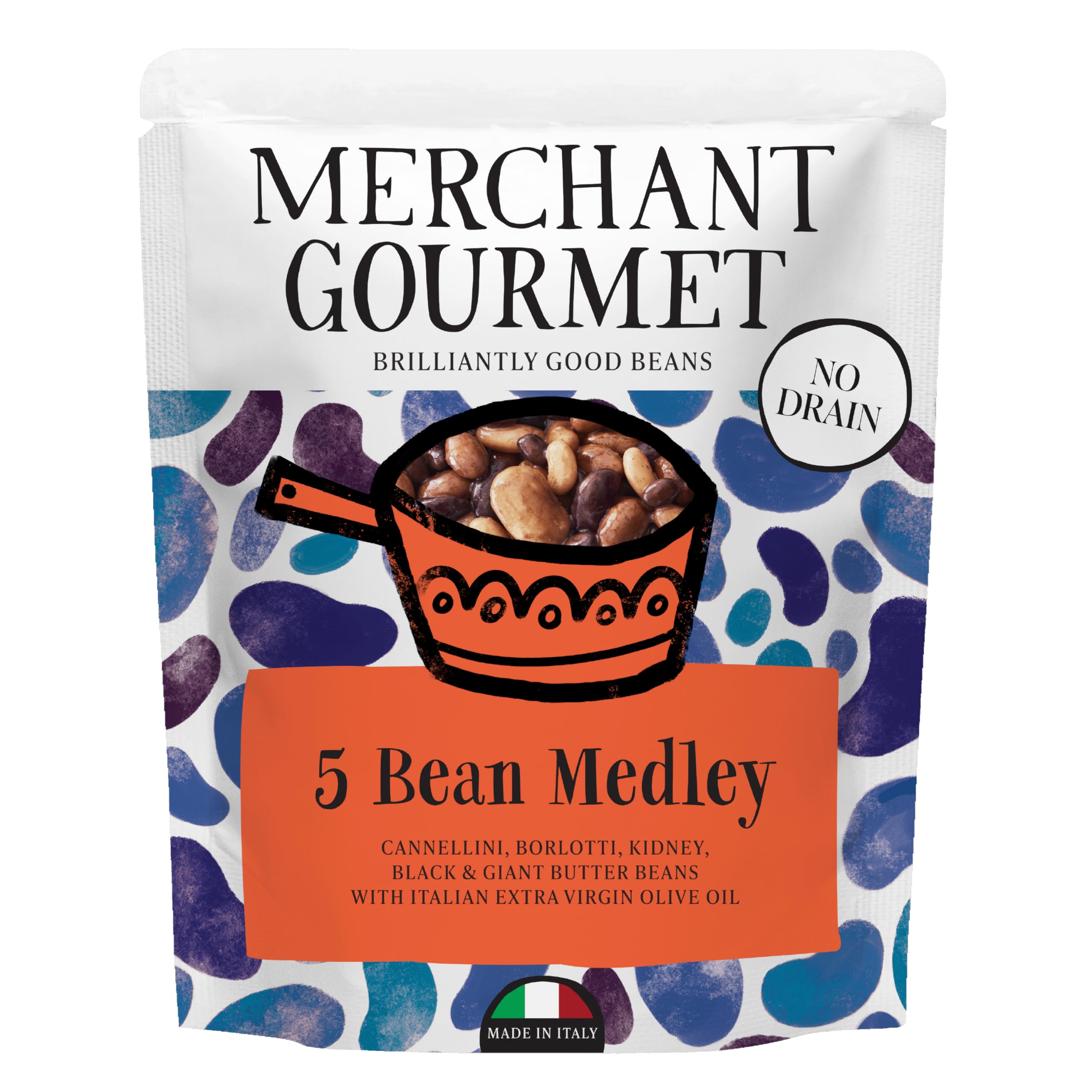 Merchant Gourmet 5 Bean Medley with Italian Extra Virgin Olive Oil - 6 x 240g Pouches