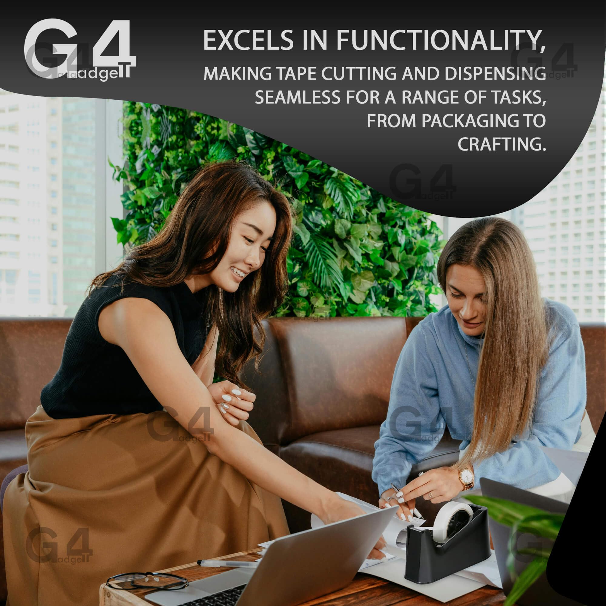 G4GADGET Heavy Duty Tape Dispenser - Weighted Non-Skid Base | Fits 33m & 66m Tape | One-Hand Use 3
