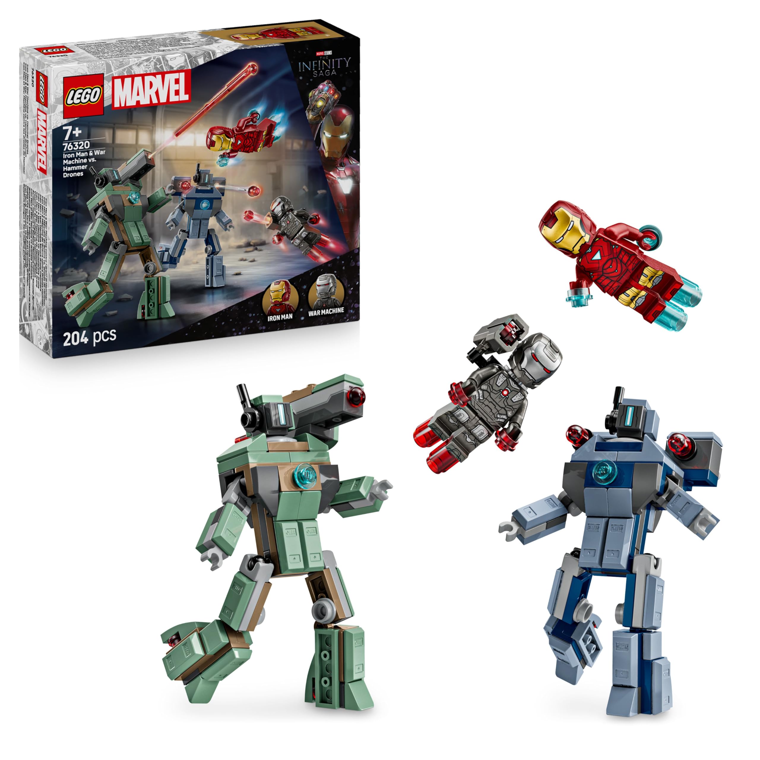 LEGO Marvel Iron Man & War Machine vs. Hammer Drones Building Set | Age 7+ | Model 76320