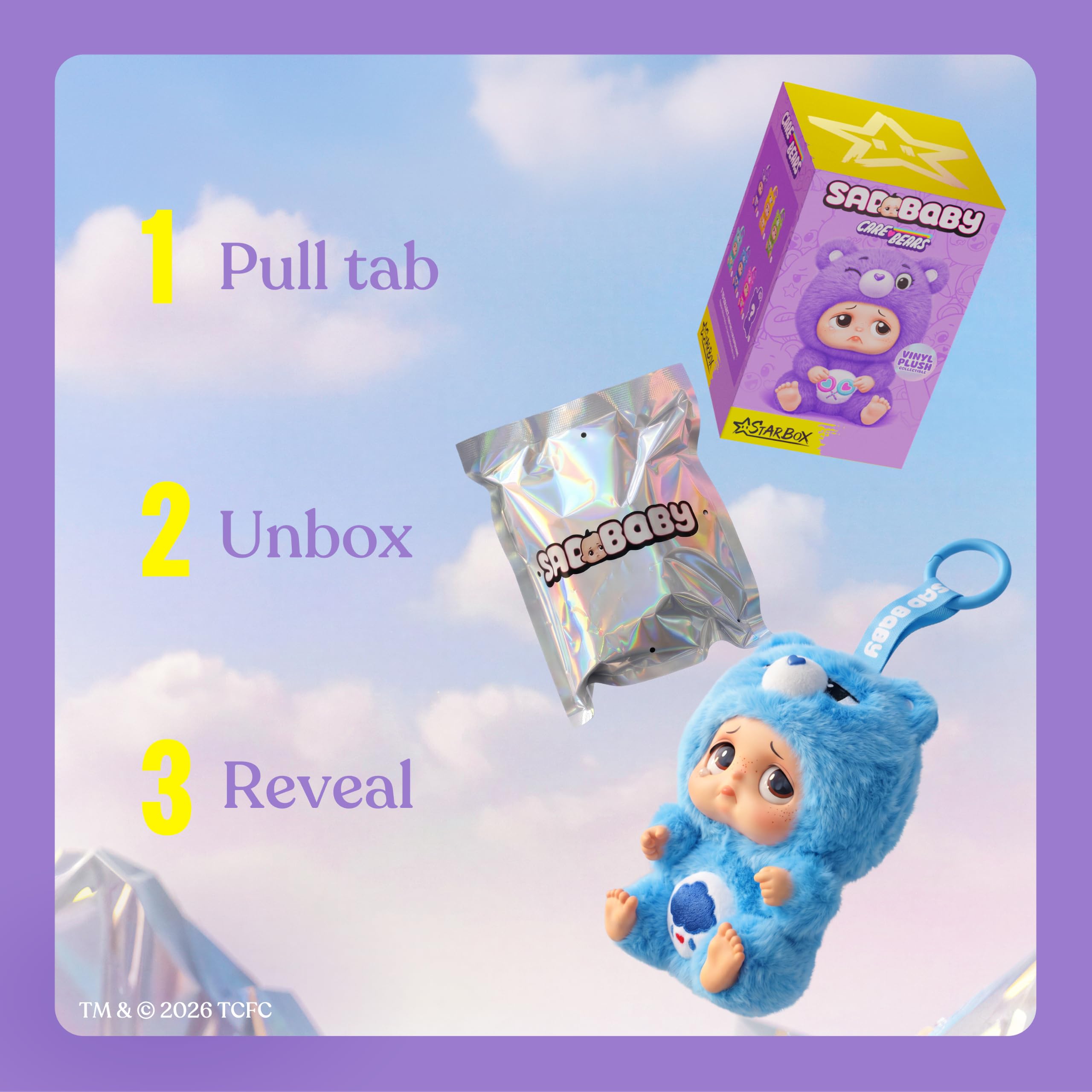 STARBOX Sad Baby Starbox Care Bears Series 1 Blind Box Keychains | Hand Sized Plush | 1/128 Ultra Rare 6