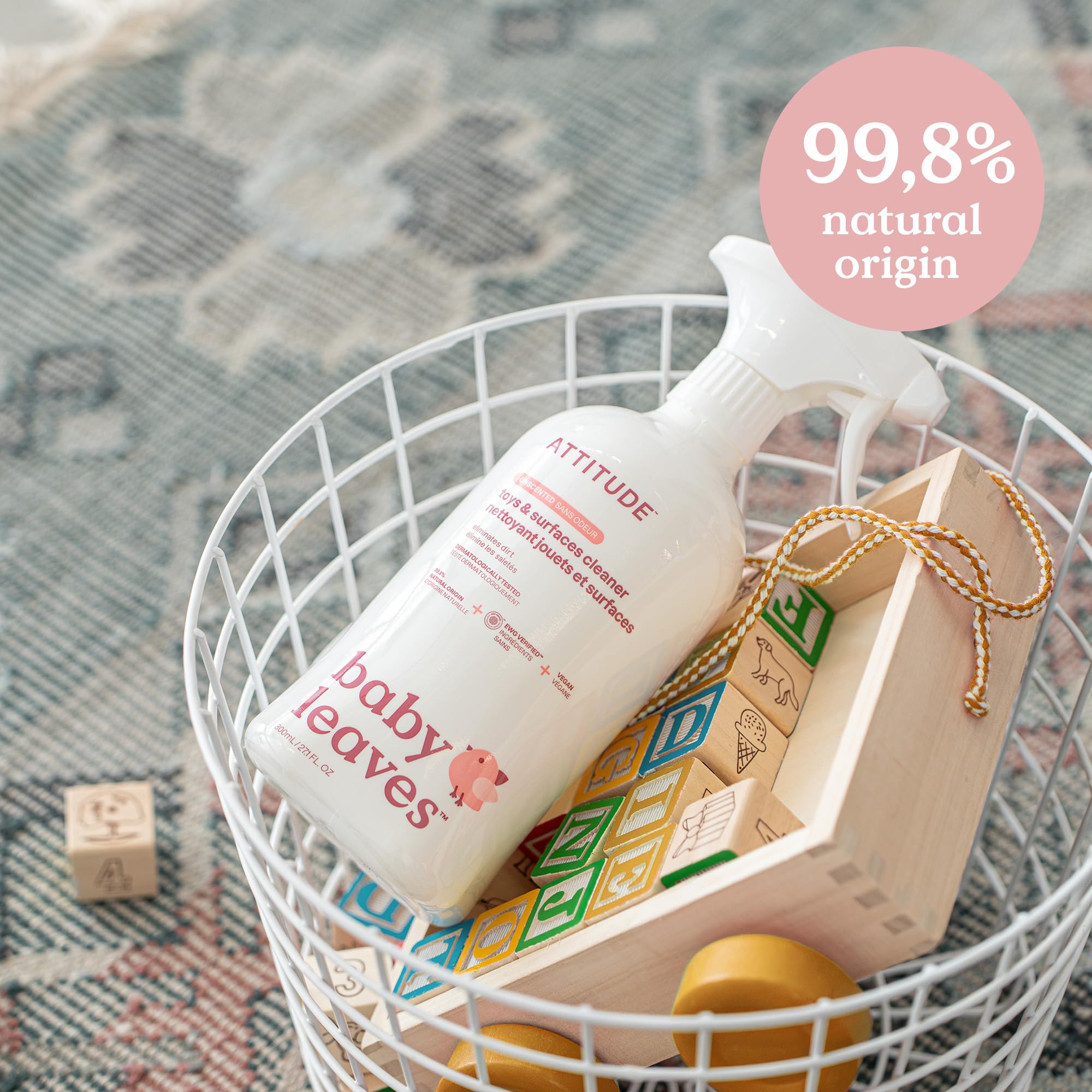 ATTITUDE EWG Verified Toy and Surface Cleaner - Unscented, Plant-Based Formula | 800 ml Spray