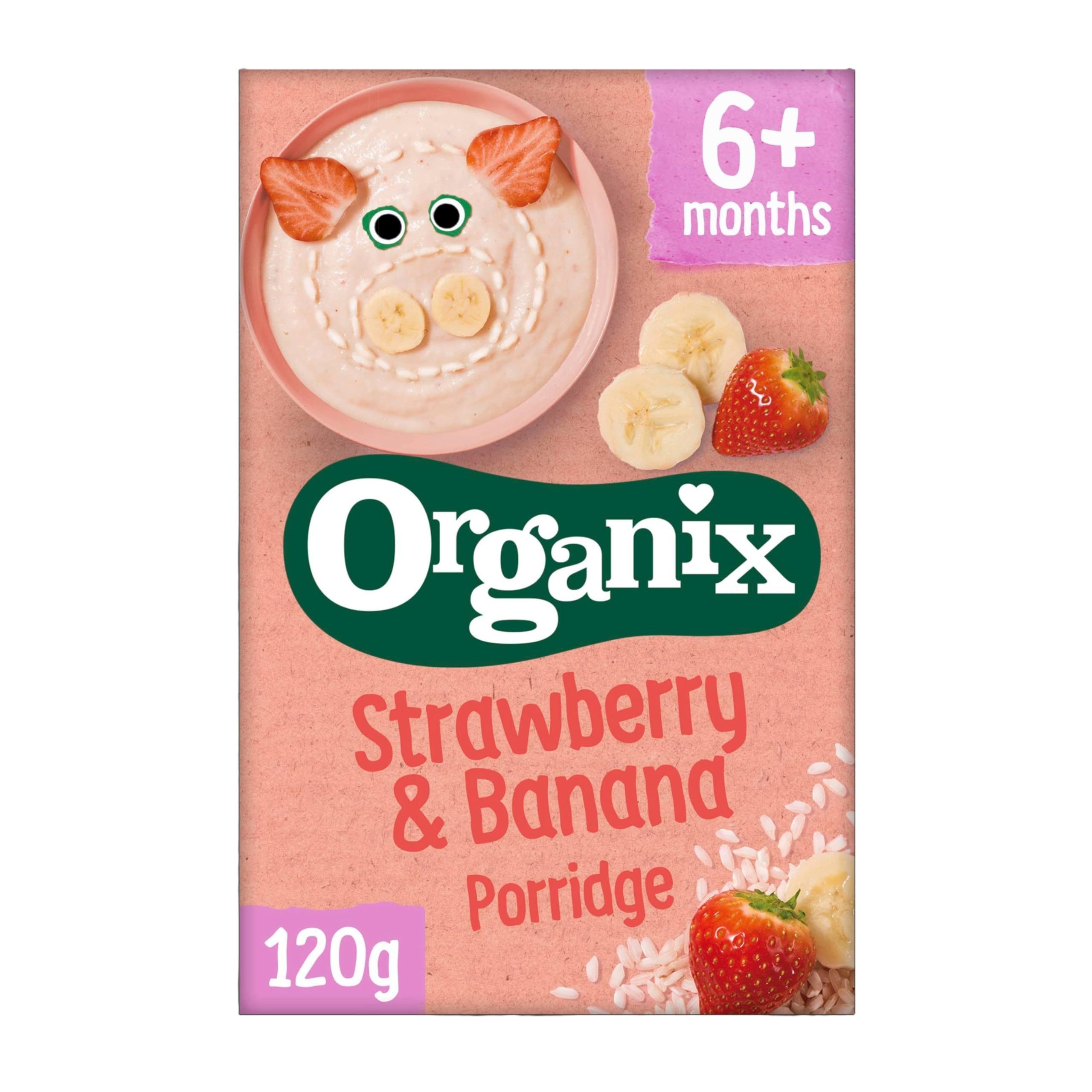 Organix Strawberry & Banana Organic Baby Porridge - 6+ Months, 120 g (Pack of 5) 6