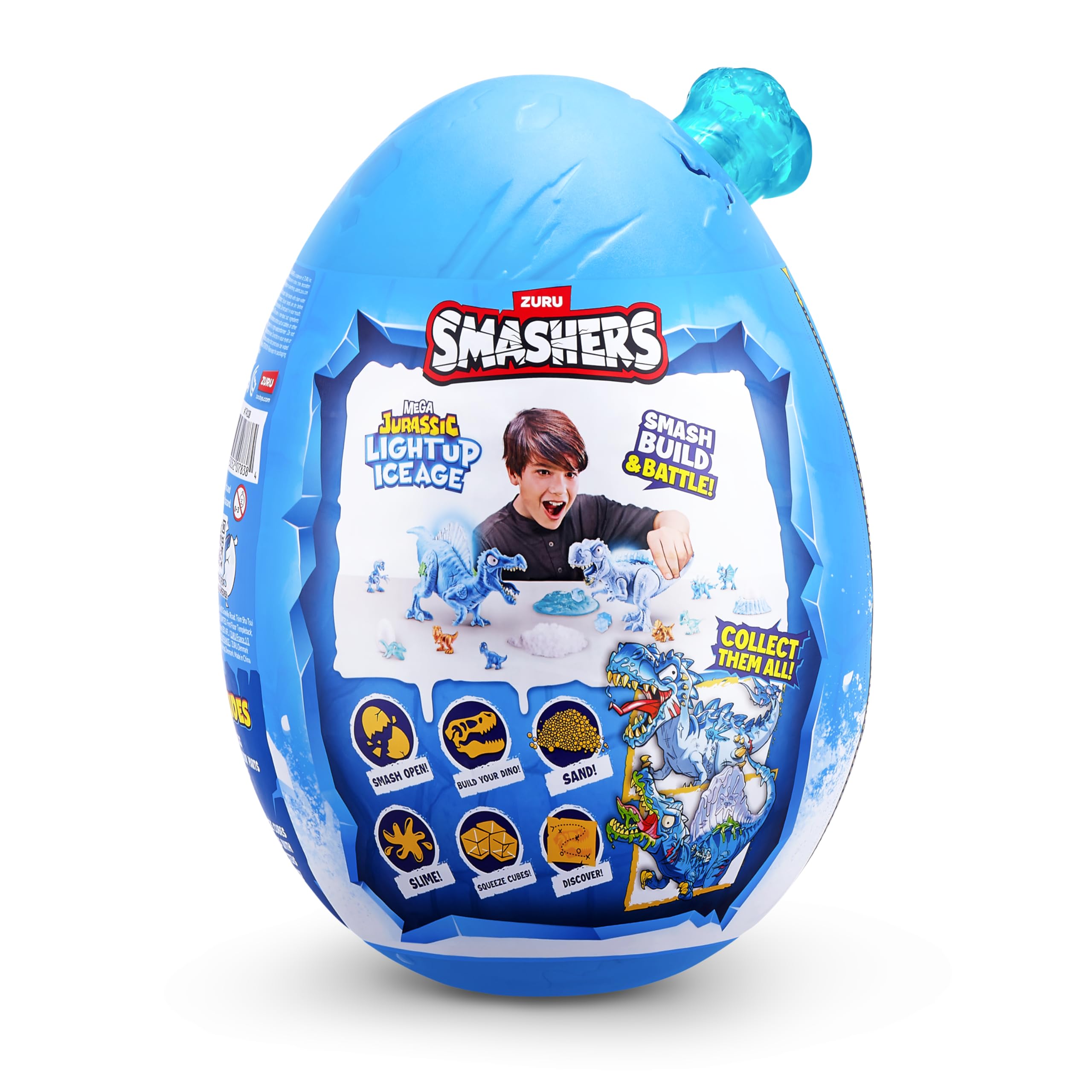 Smashers Mega Jurassic Light Up Ice Age (Spinosaurus) by ZURU - Building Playset with Light-Up Dino & Roar Feature 6