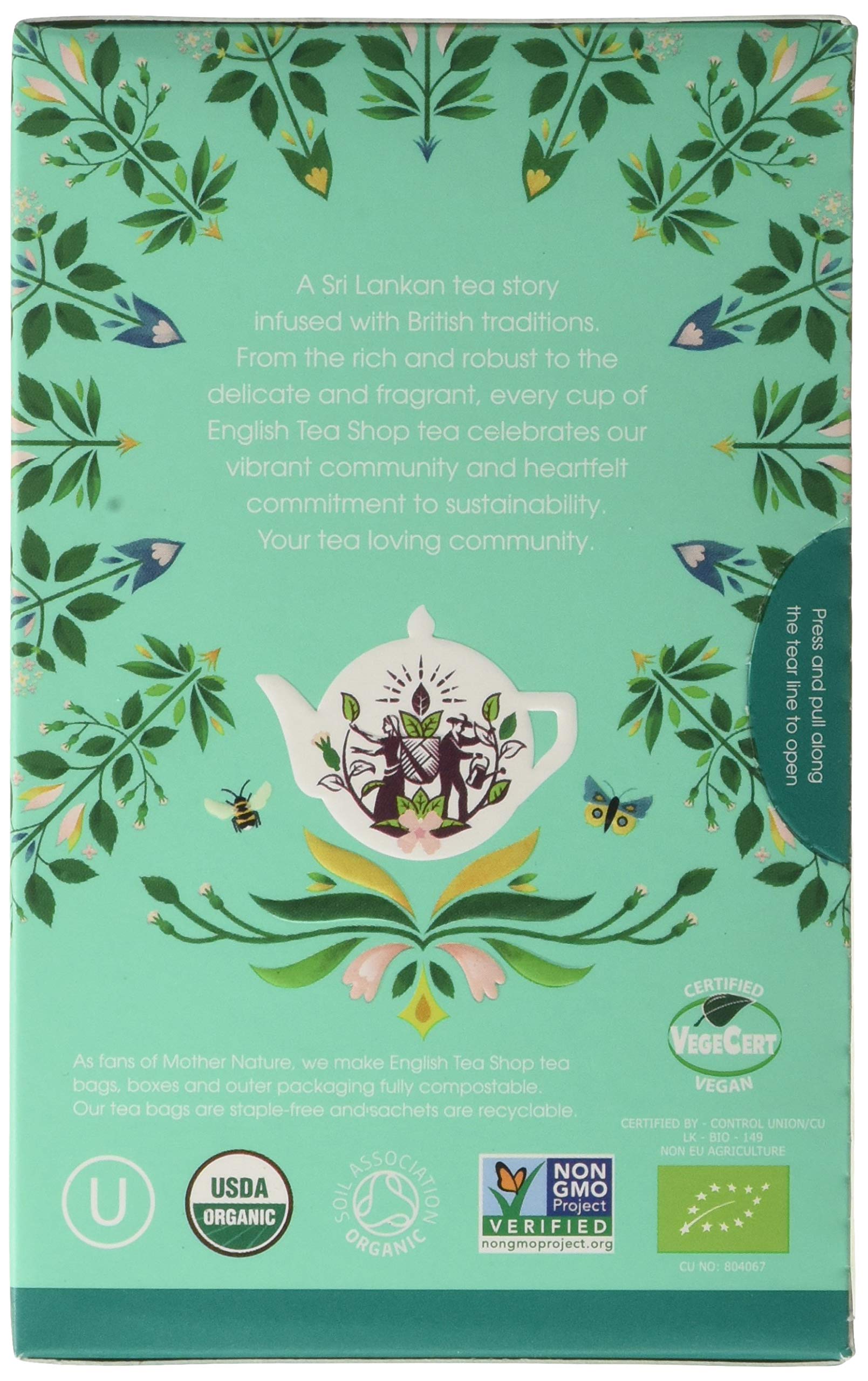 English Tea Shop Perfect Peppermint Herbal Tea - 20 Count, Caffeine-Free, 30g