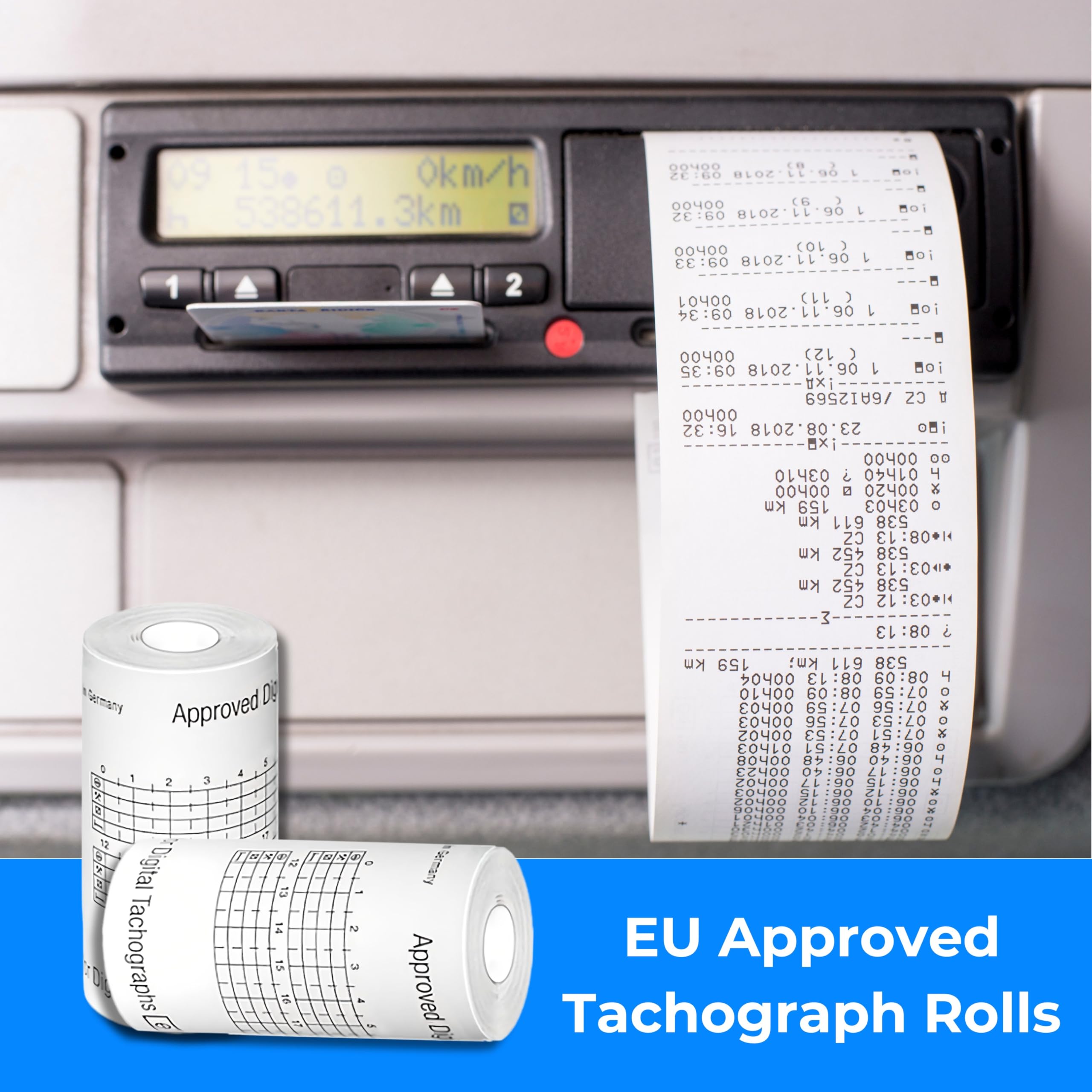 Double Dragon HGV Digital Tachograph Rolls - 57mm x 8m, 8mm Centre, EU Approved | 3 Rolls