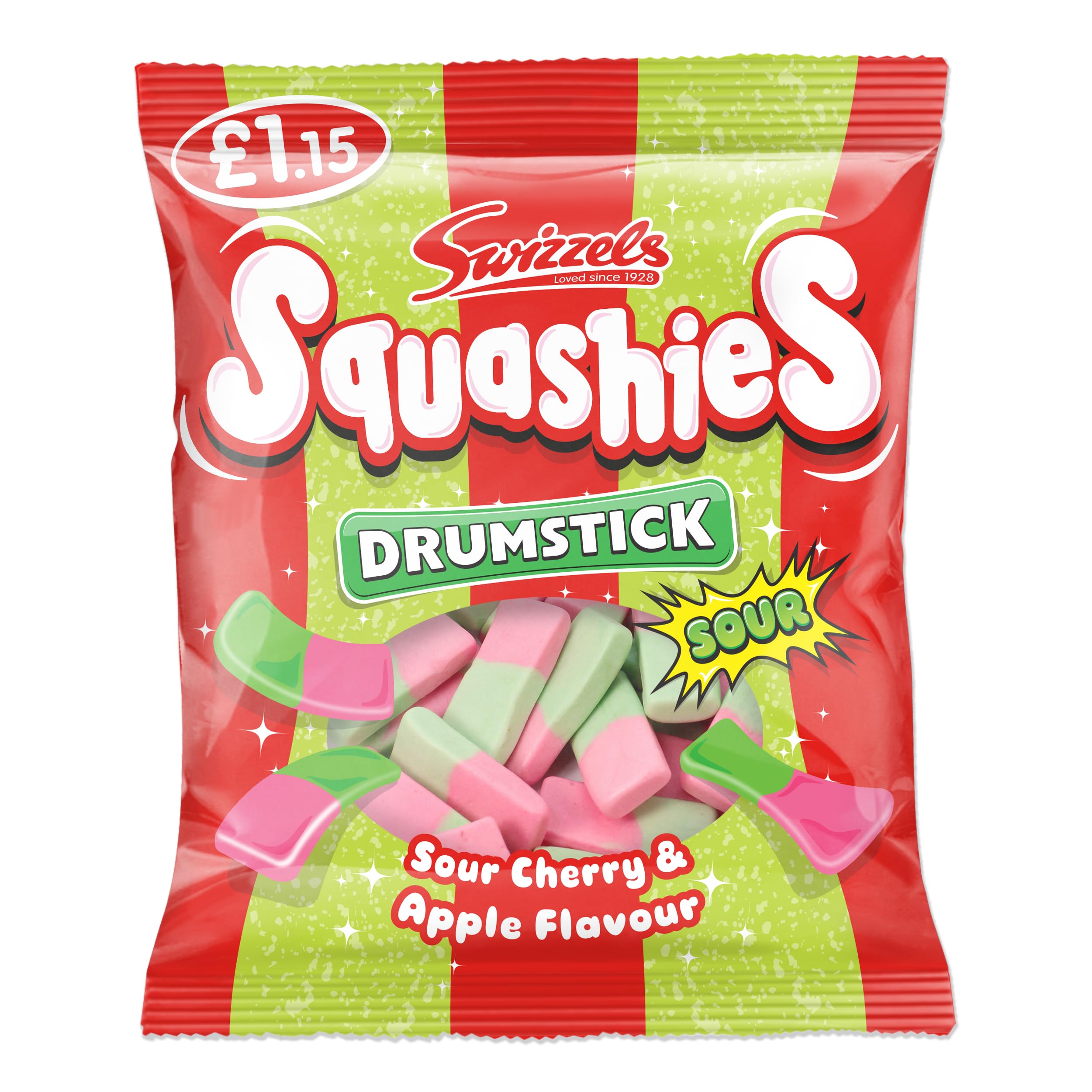 Swizzels Squashies Sweets - Sour Apple and Cherry Flavour Gummy Candy | 120g Pack