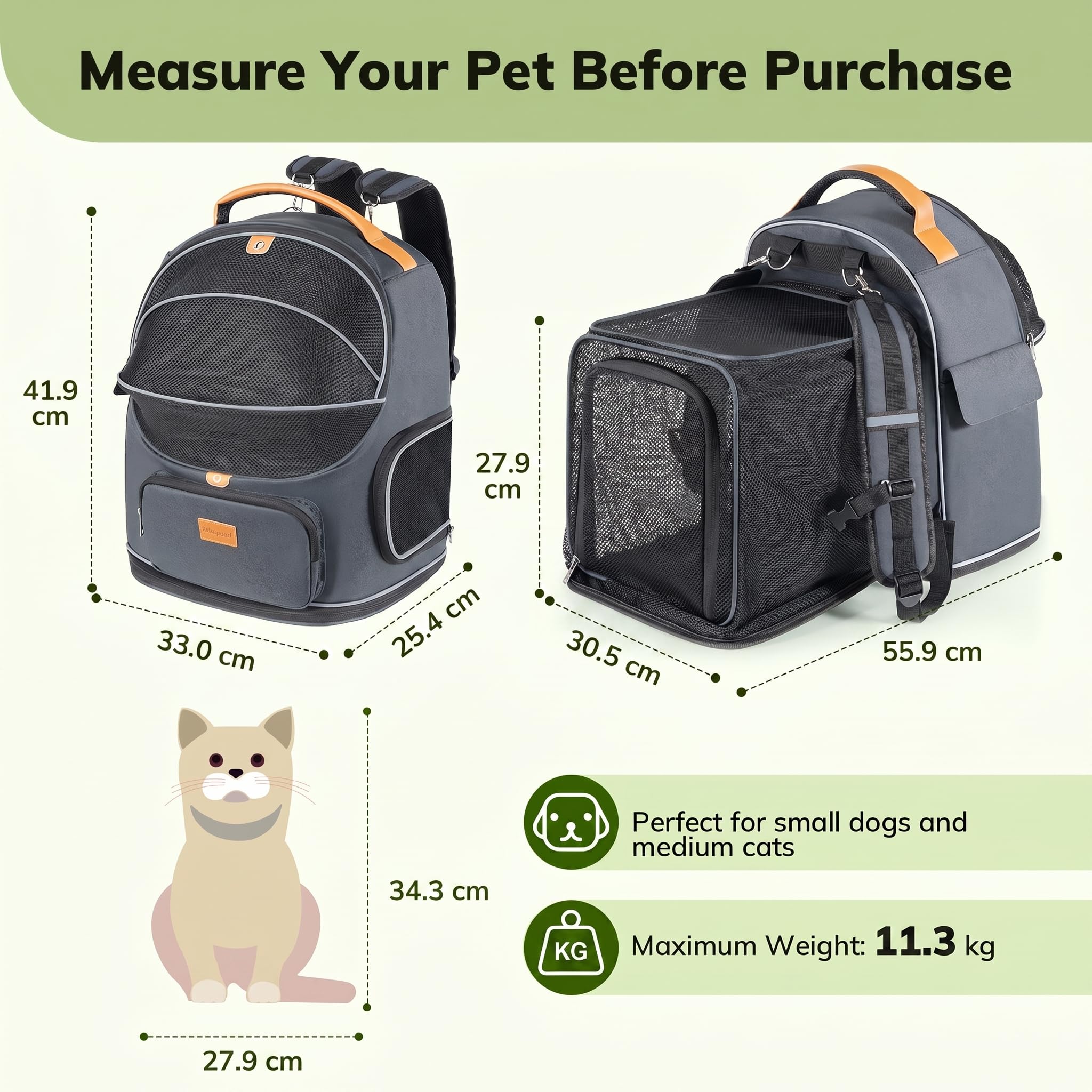 Morpilot Interactive Dual-Use Pet Backpack Carrier with Expandable Bed & Top Window | Supports up to 11.3kg 7