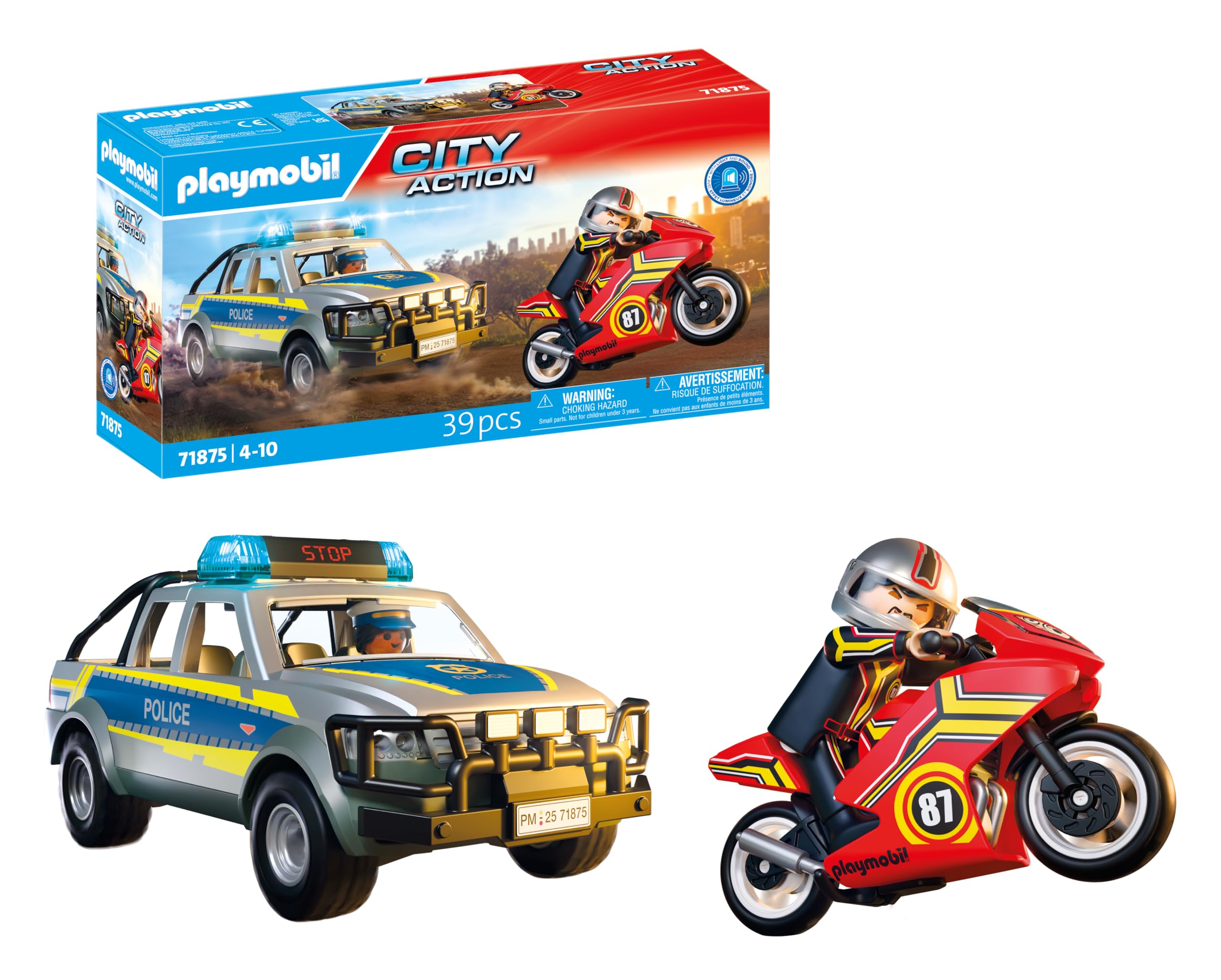 Playmobil Action Heroes Chase with Police Pick-Up | Ages 4+ | Multicolor Plastic