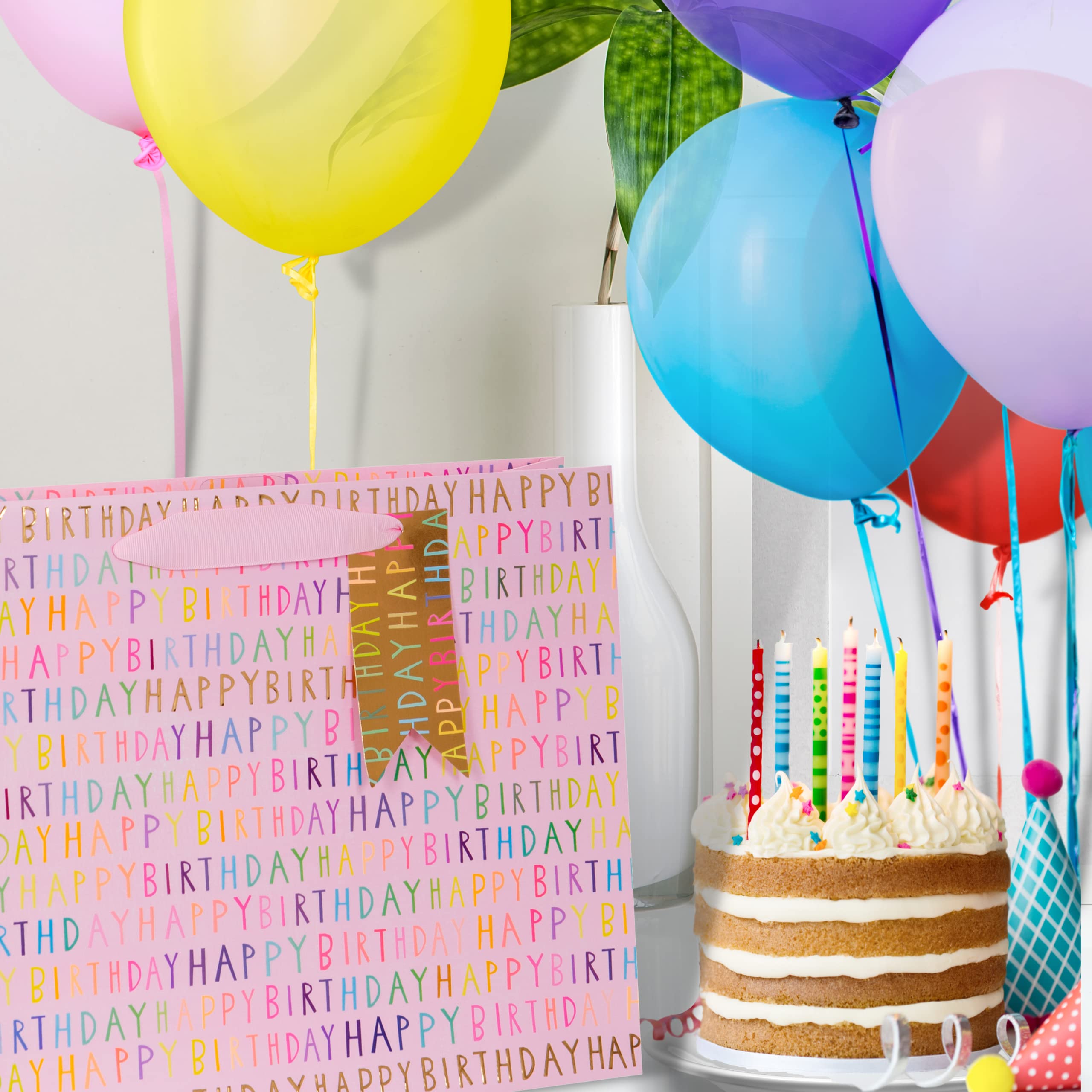 Glick Large Landscape Gift Bag - Happy Birthday | Pink | 355mm x 275mm x 100mm 4