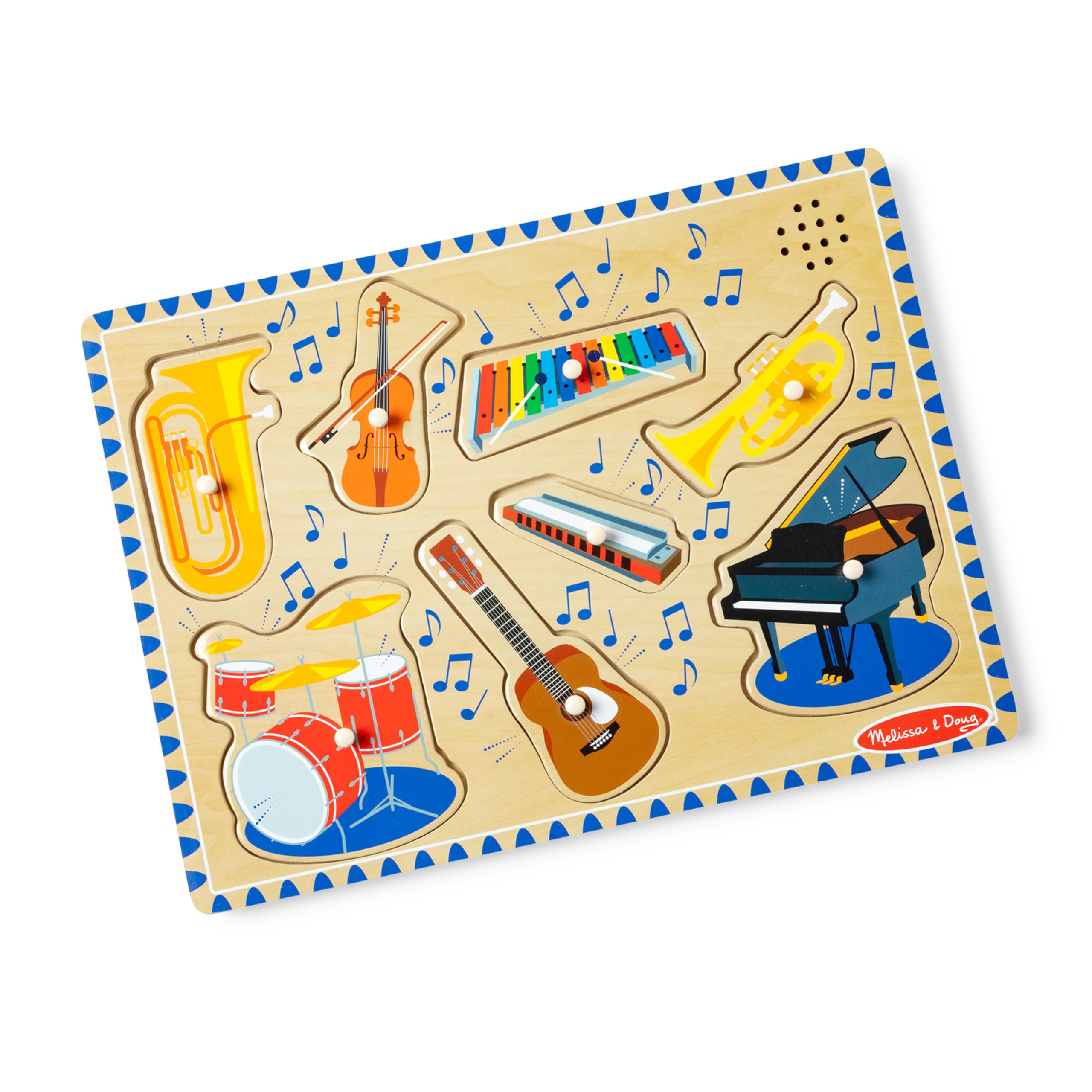 Melissa & Doug Musical Instruments Sound Puzzle - Wooden Peg Puzzle for Ages 2-5 | 8 Pieces 1