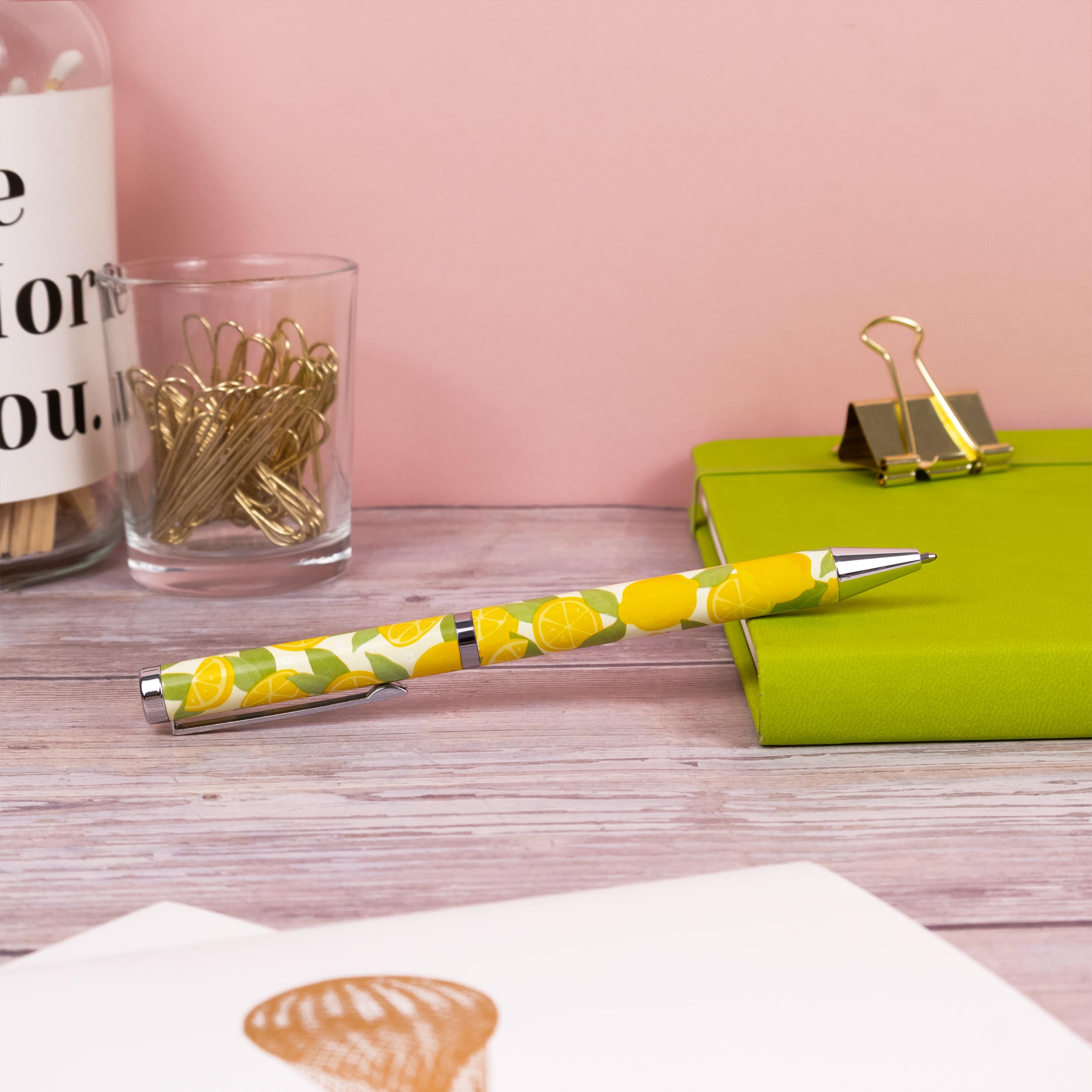 Robert Frederick Lemons Ballpoint Pen - Black Ink Twist Nib | Gift Box Included | Yellow