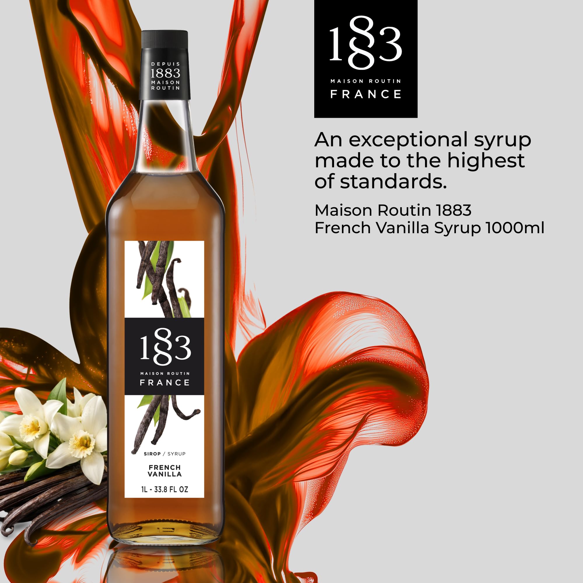 1883 French Vanilla Syrup - 1L Bottle | Natural Ingredients | Vegan Friendly 2