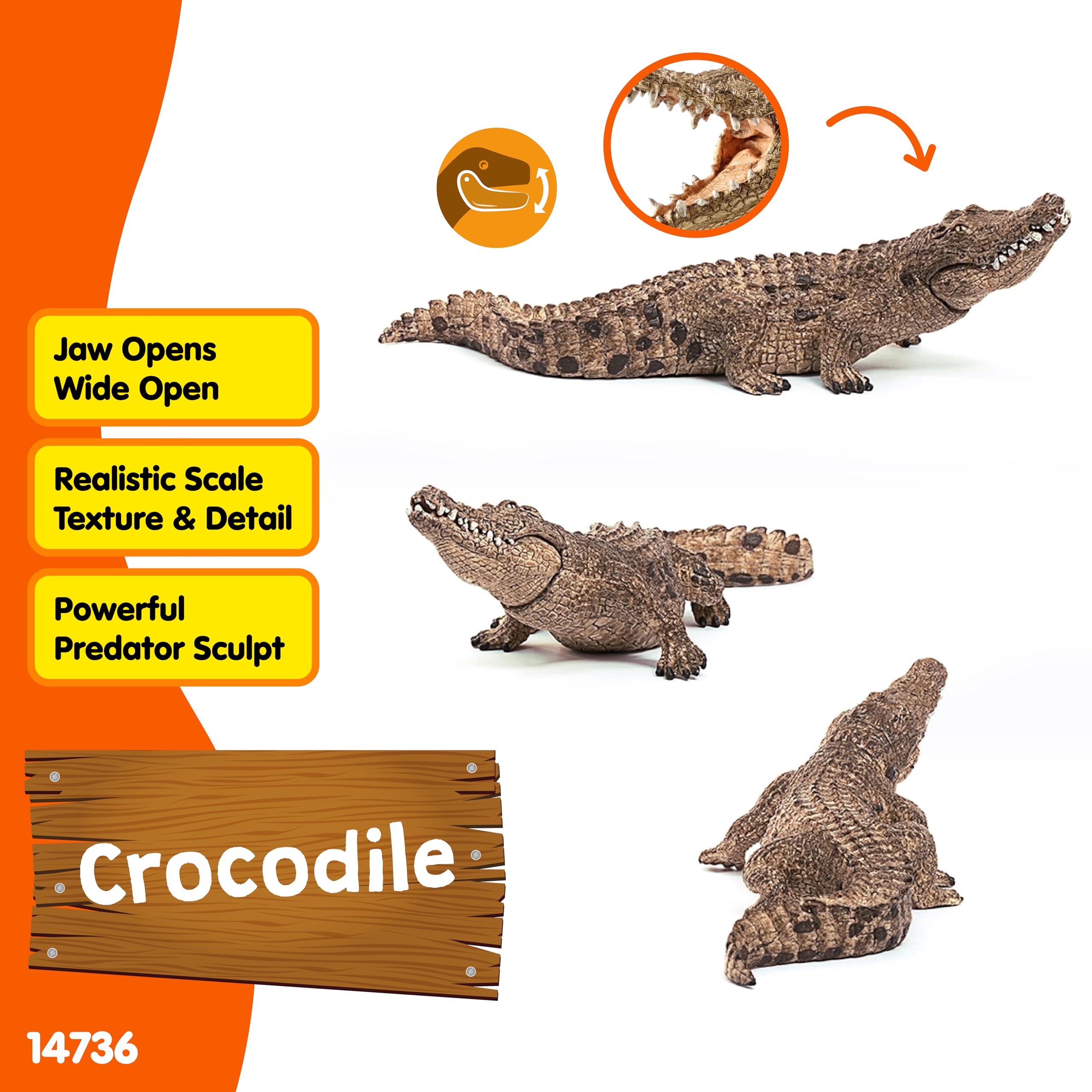 Schleich 14736 Crocodile Toy Figurine - Movable Jaw, Ages 3-8 2
