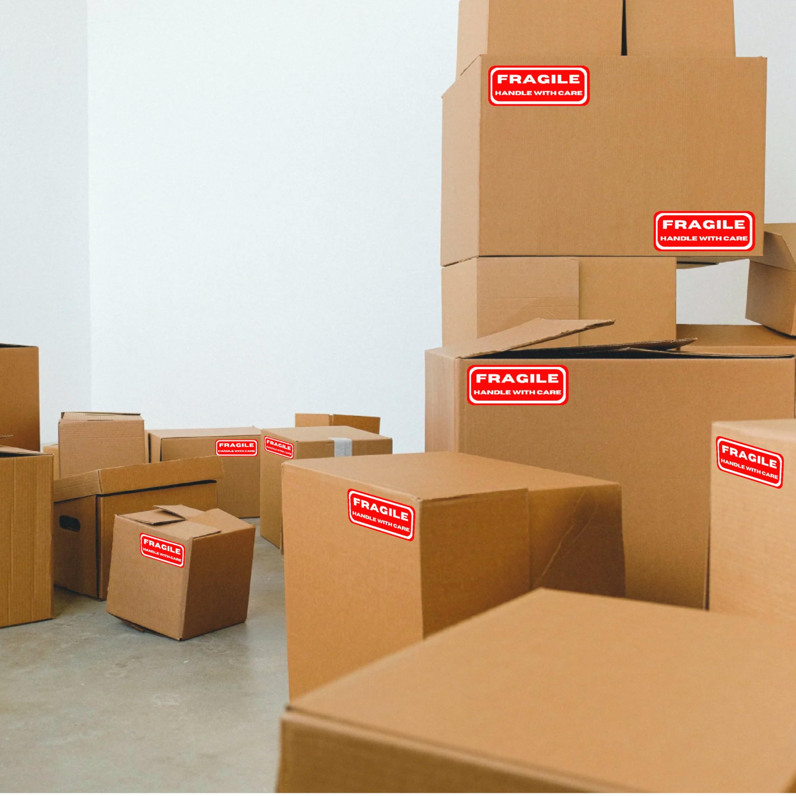 Double Dragon Fragile Stickers - 500 Pack, 1" x 3" Red Warning Labels | Strong Adhesive 3