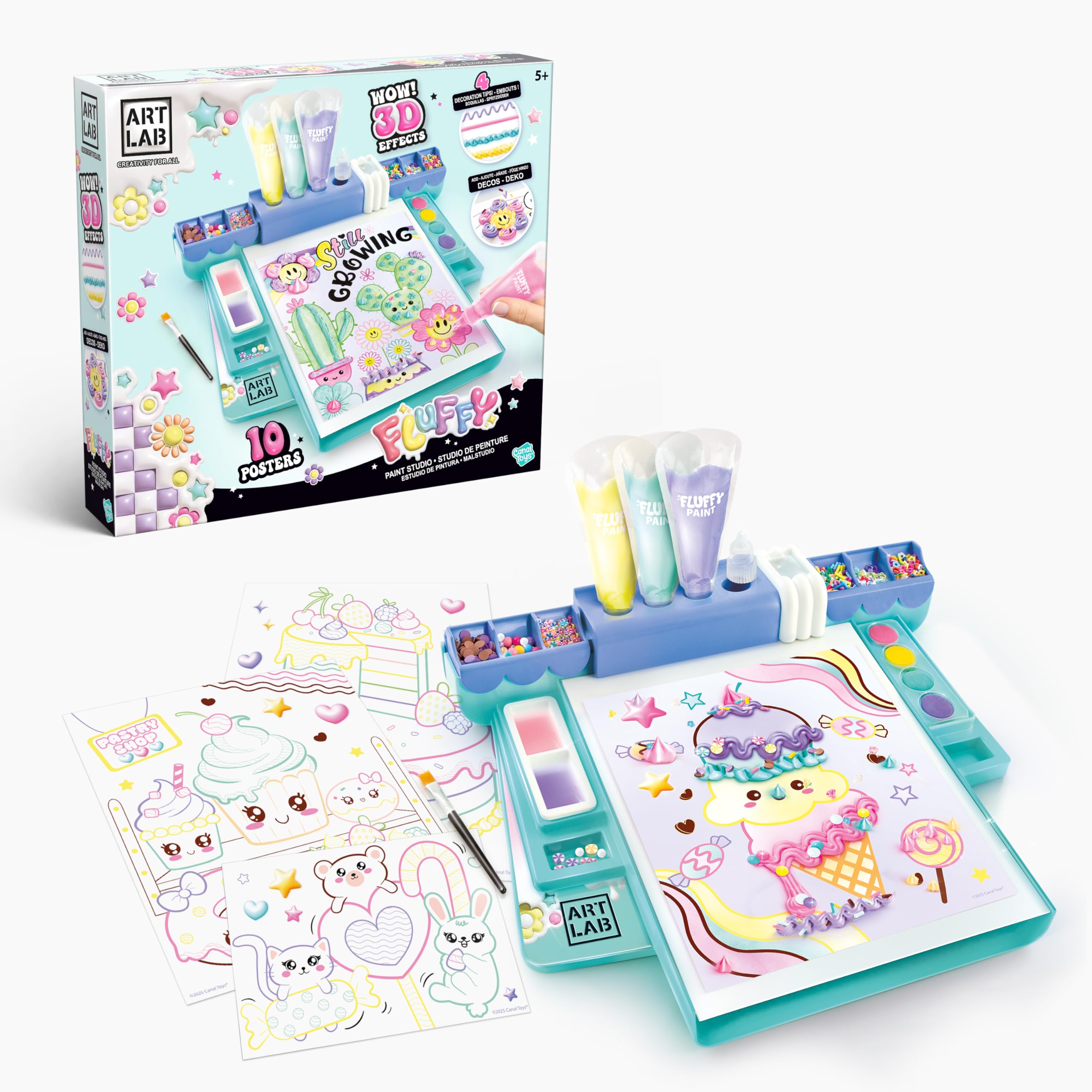 Canal Toys Art Lab Fluffy Painting Studio - 3D Art Set with 10 Posters & Water-Based Paint