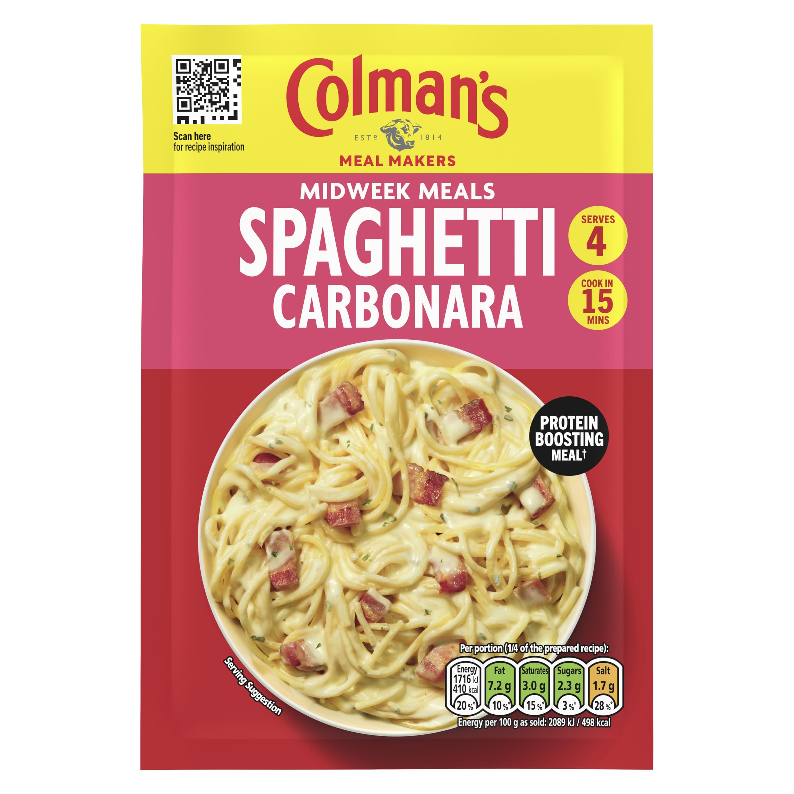 Colman's Midweek Meals Spaghetti Carbonara Meal Maker Mix | 4 Servings | 38g Pack