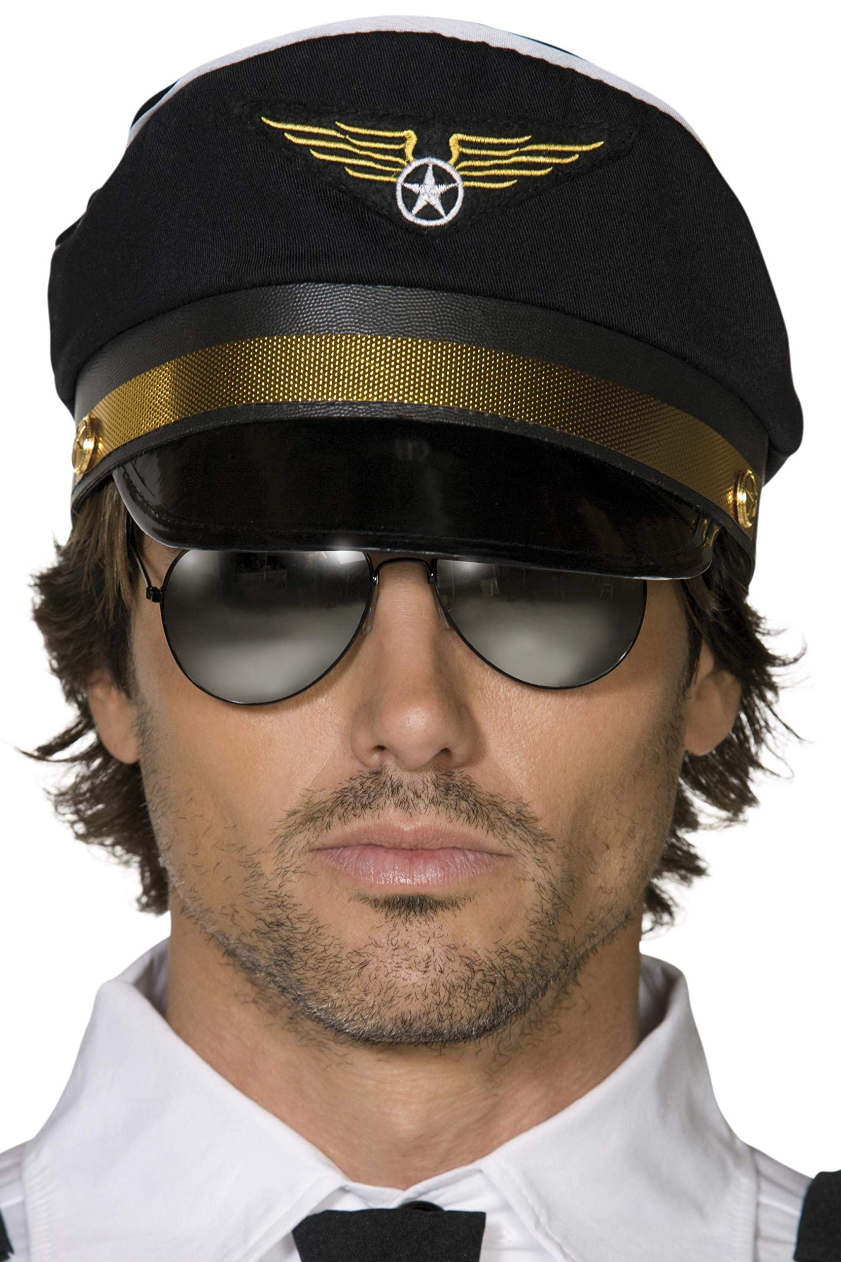 Smiffys Pilot Cap - Black | One Size | Plastic