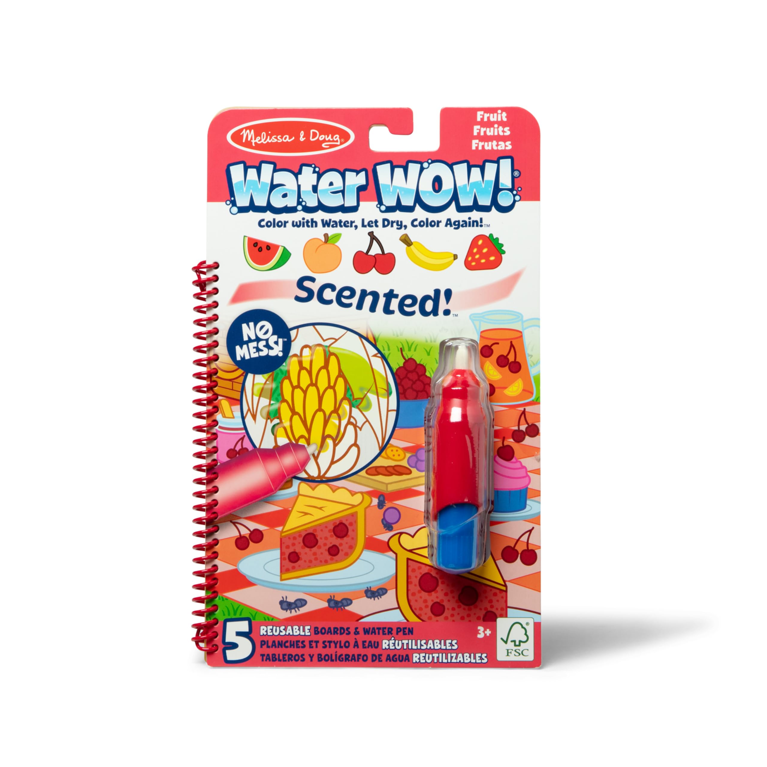 Melissa & Doug Water WOW! Fruit Scented Coloring Book | Mess-Free Reusable Pages | Ages 3-6
