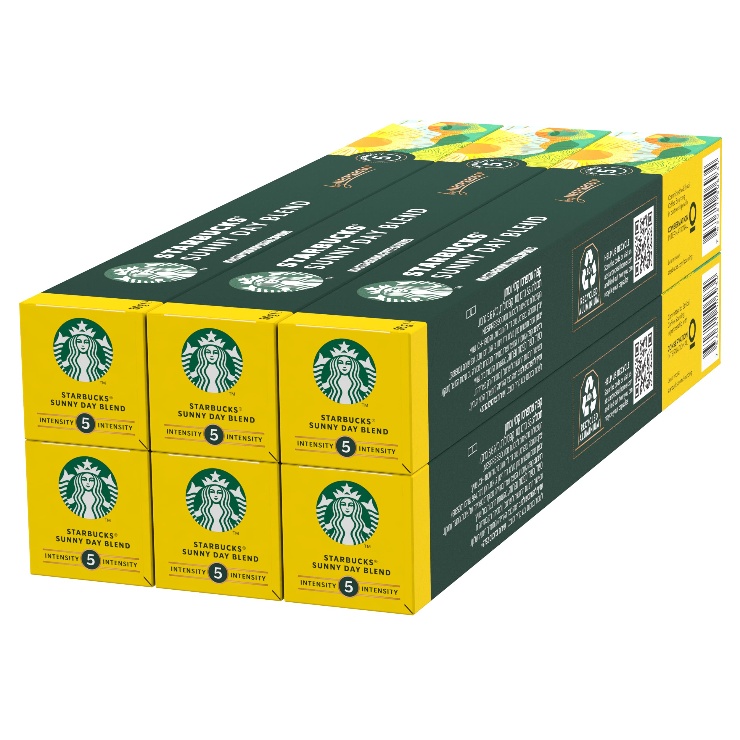 STARBUCKS Sunny Day Blend von Nespresso, Blonde Roast Kaffeekapseln, 6 x 1