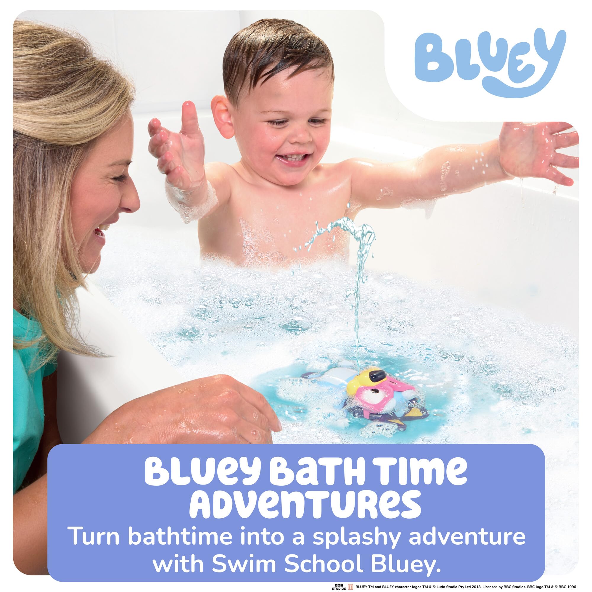 TOMY Toomies Swim School Bluey Floating Water Fountain Squirt Bath Toy for Toddlers 18m+