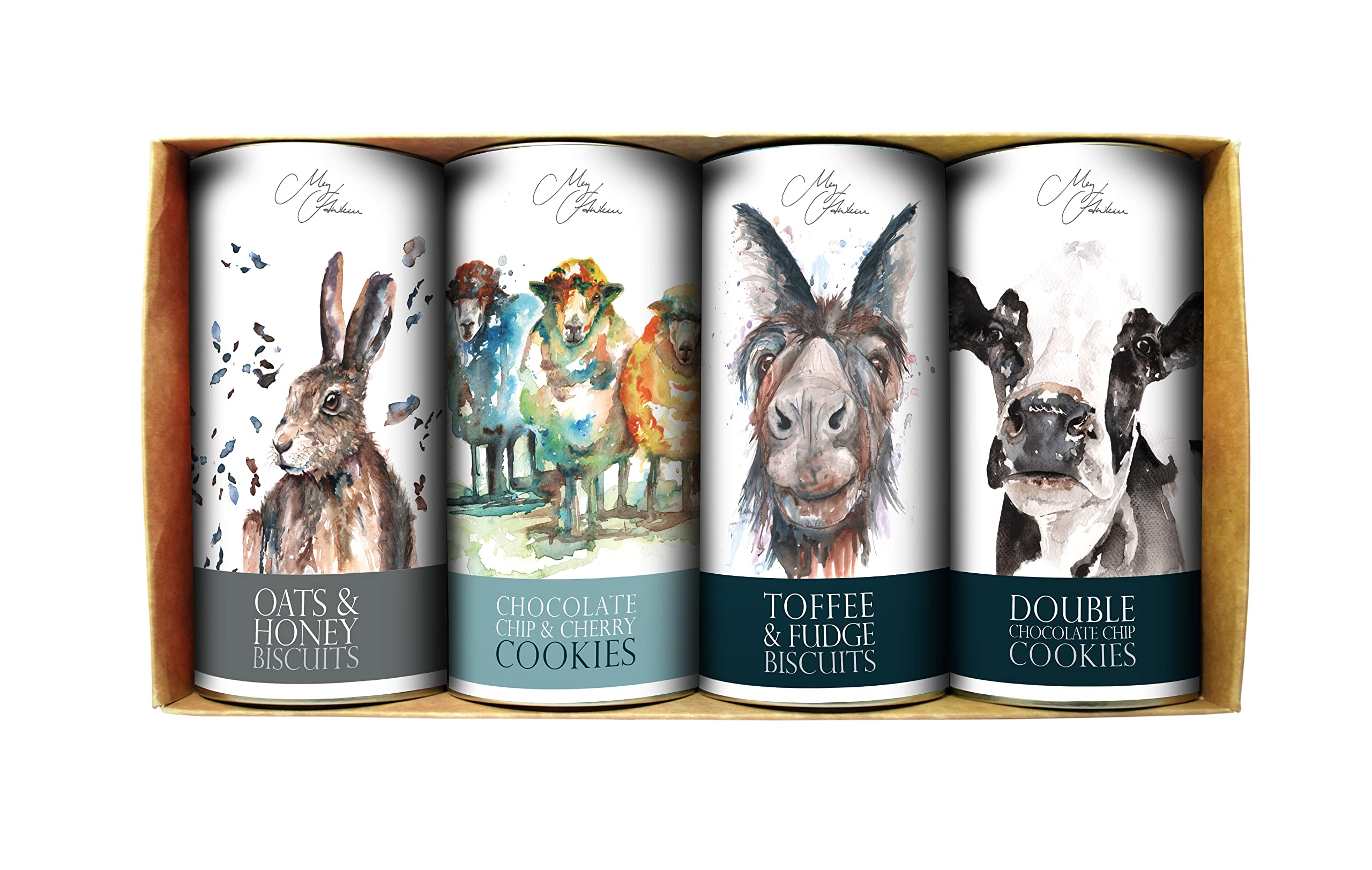 Meg Hawkins Farrah's of Harrogate - 4 Drum Gift Set - Oats & Honey, Choc Chip & Cherry, Toffee & Fudge, Double Choc Chip 6