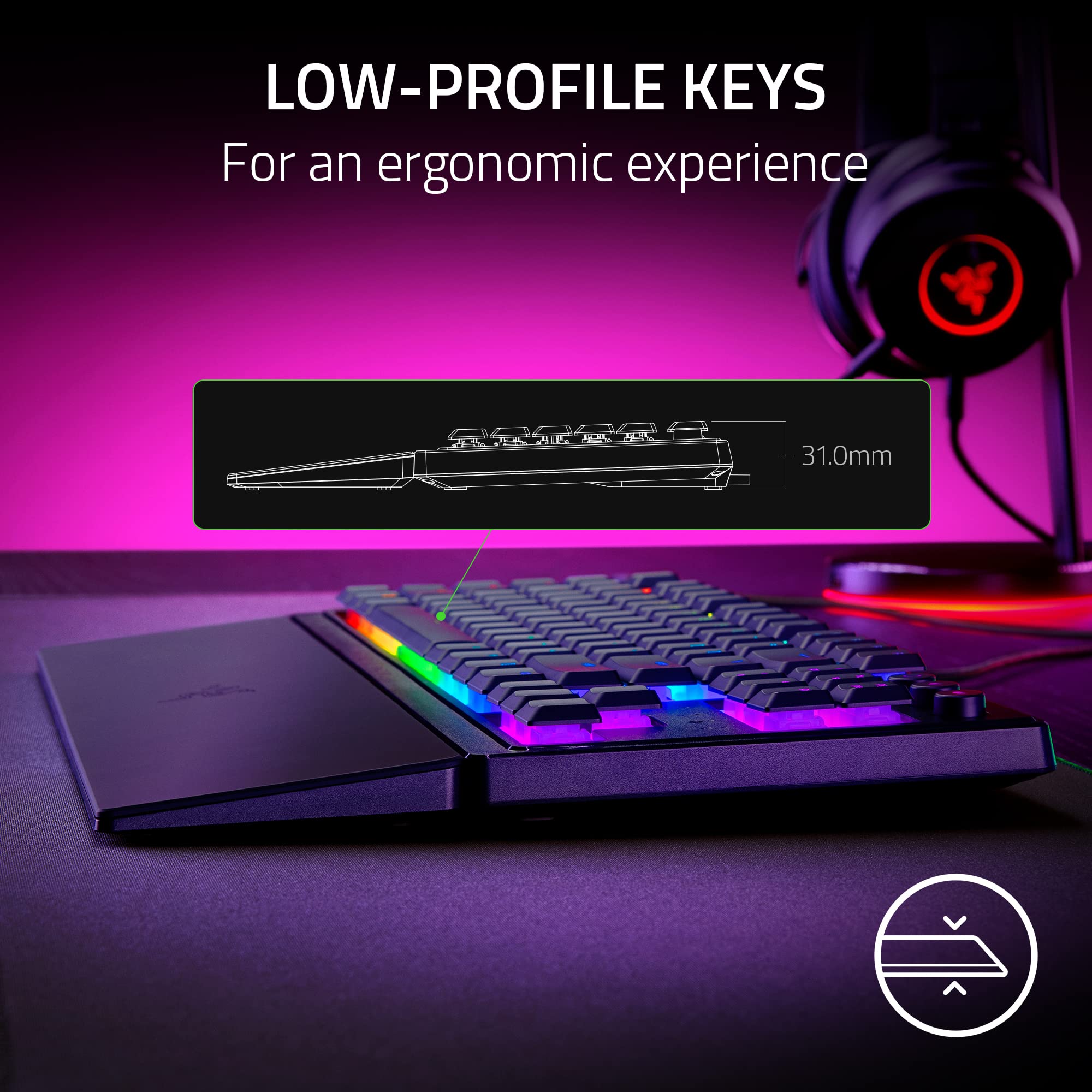Razer Ornata V3 Tenkeyless Gaming Keyboard - Low Profile, Mecha-Membrane, RGB, UK Layout