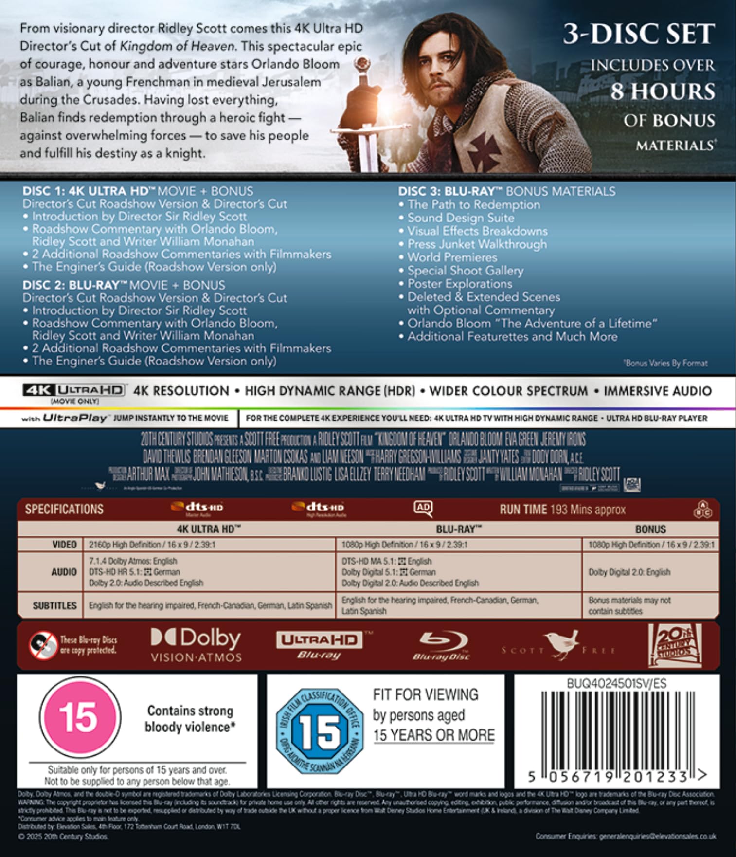 Kingdom Of Heaven UHD/BD [Blu-ray] [Region A & B & C] 3