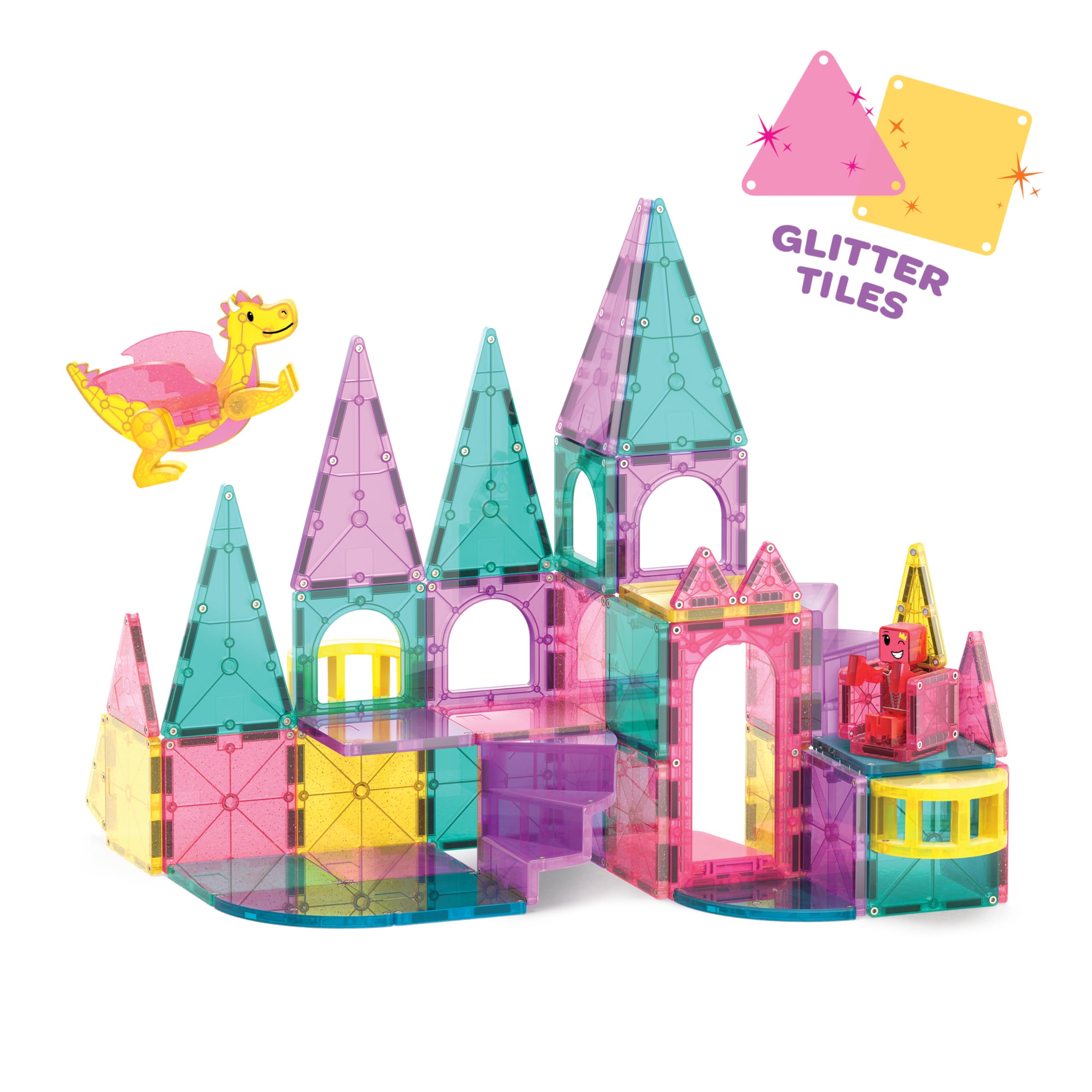 Magna-Tiles Castle DLX 48-Piece Magnetic Construction Set | Ages 3+ 5